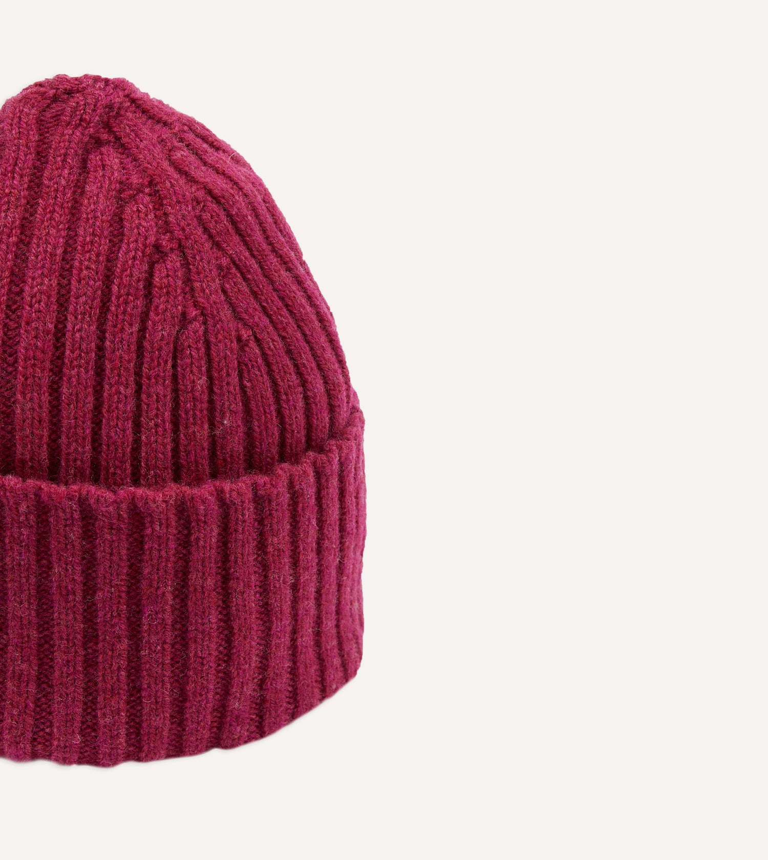 Fuchsia Lambswool Ribbed Knit Cap