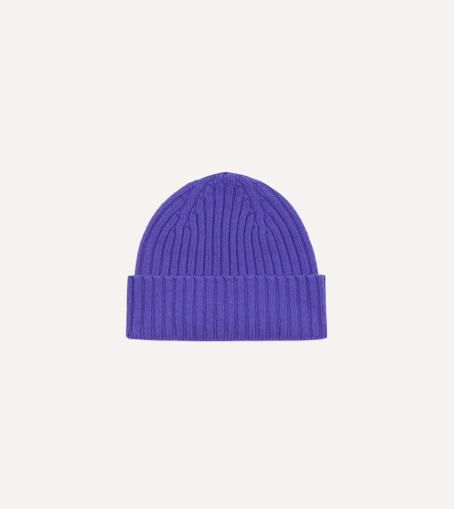 Purple Lambswool Ribbed Knit Cap