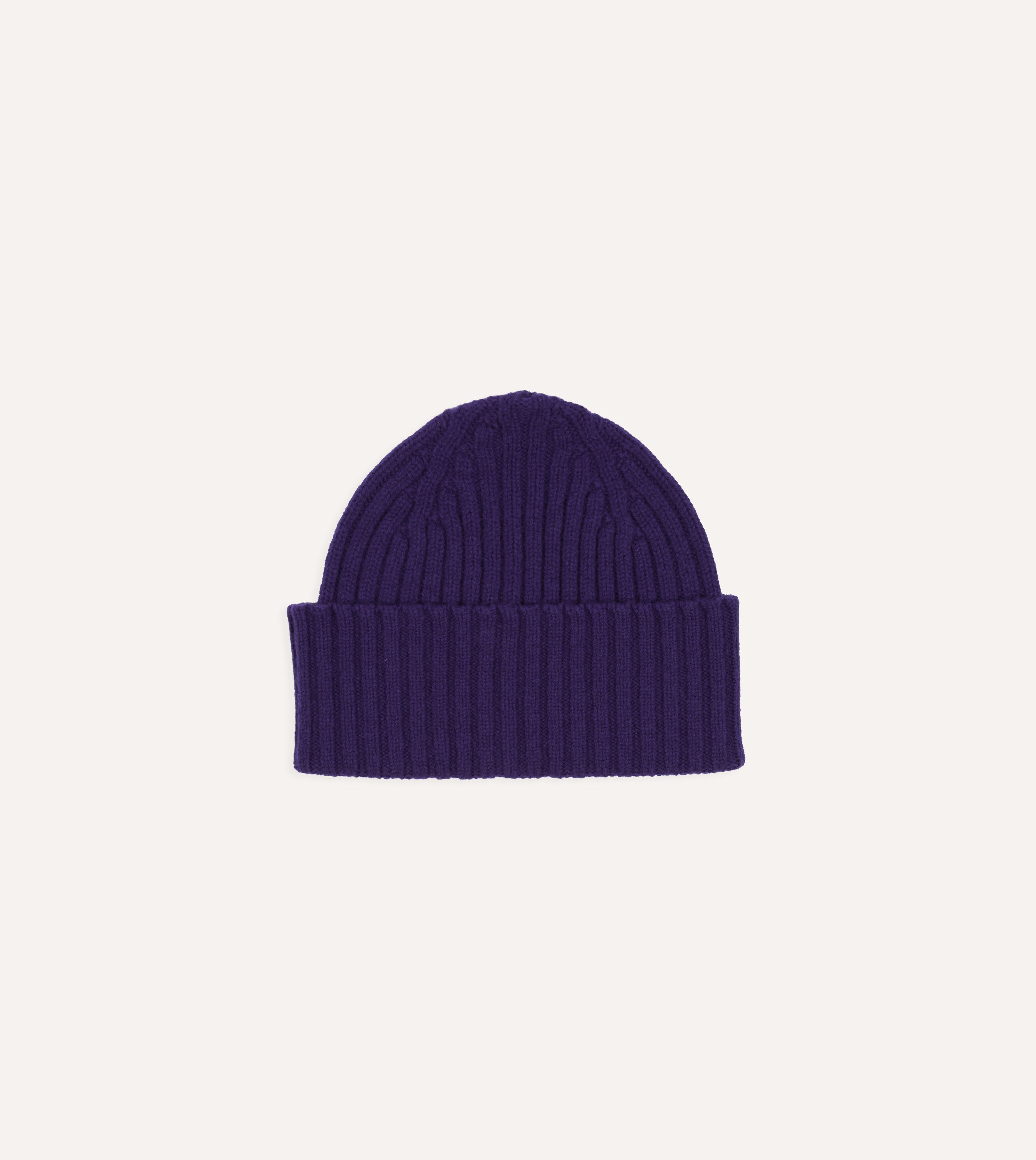 Purple Lambswool Ribbed Knit Cap