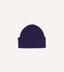 Purple Lambswool Ribbed Knit Cap