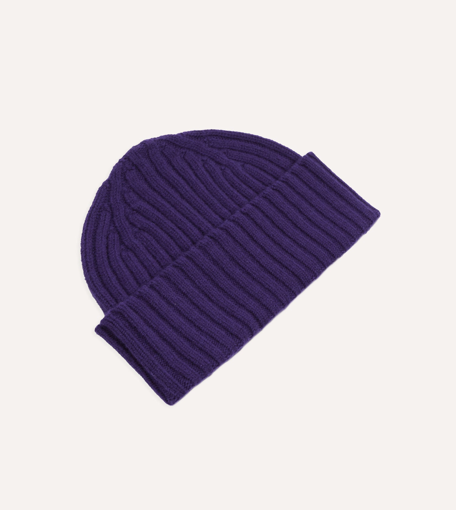 Purple Lambswool Ribbed Knit Cap