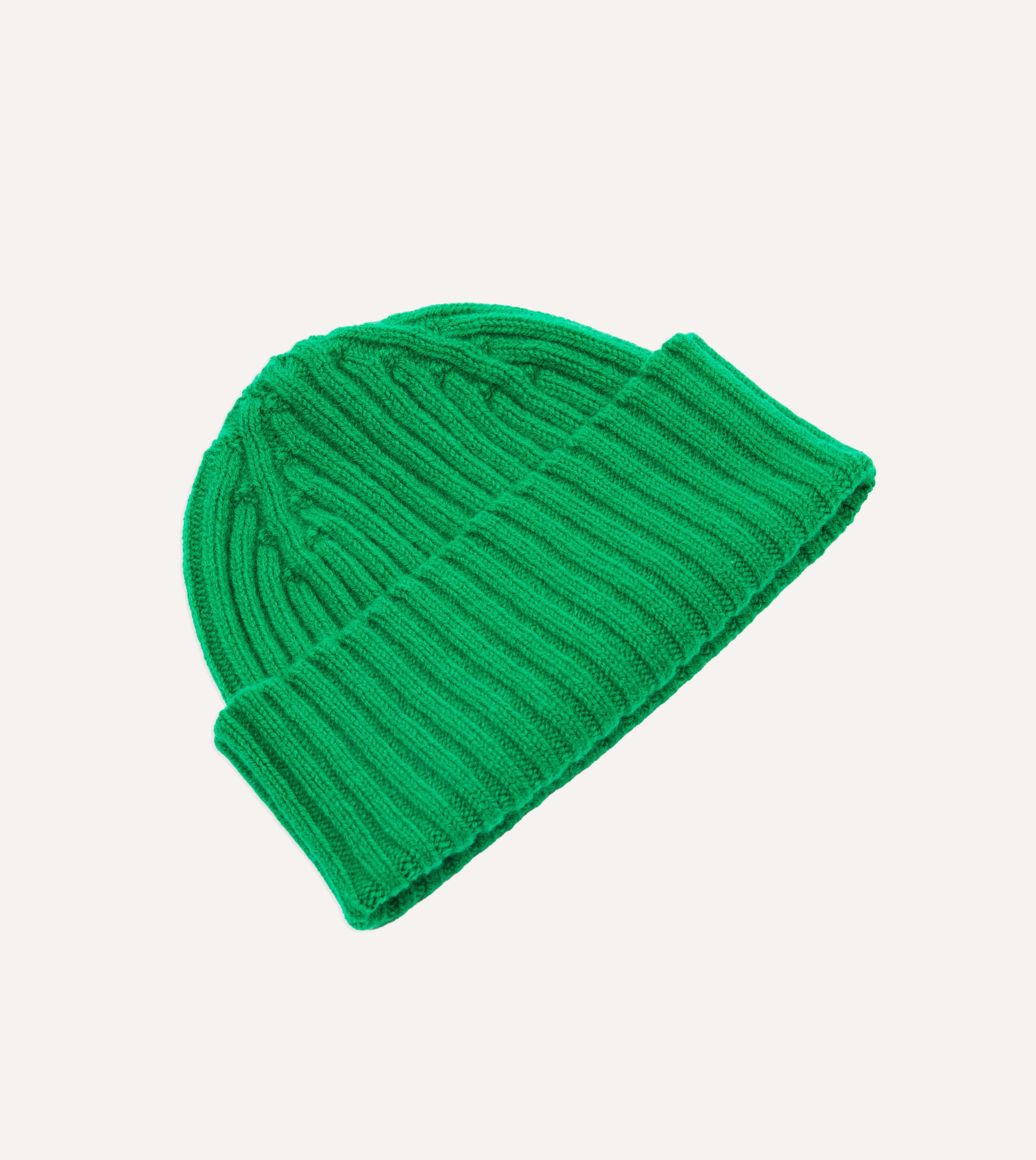 Bright Green Lambswool Ribbed Knit Cap – Drakes US