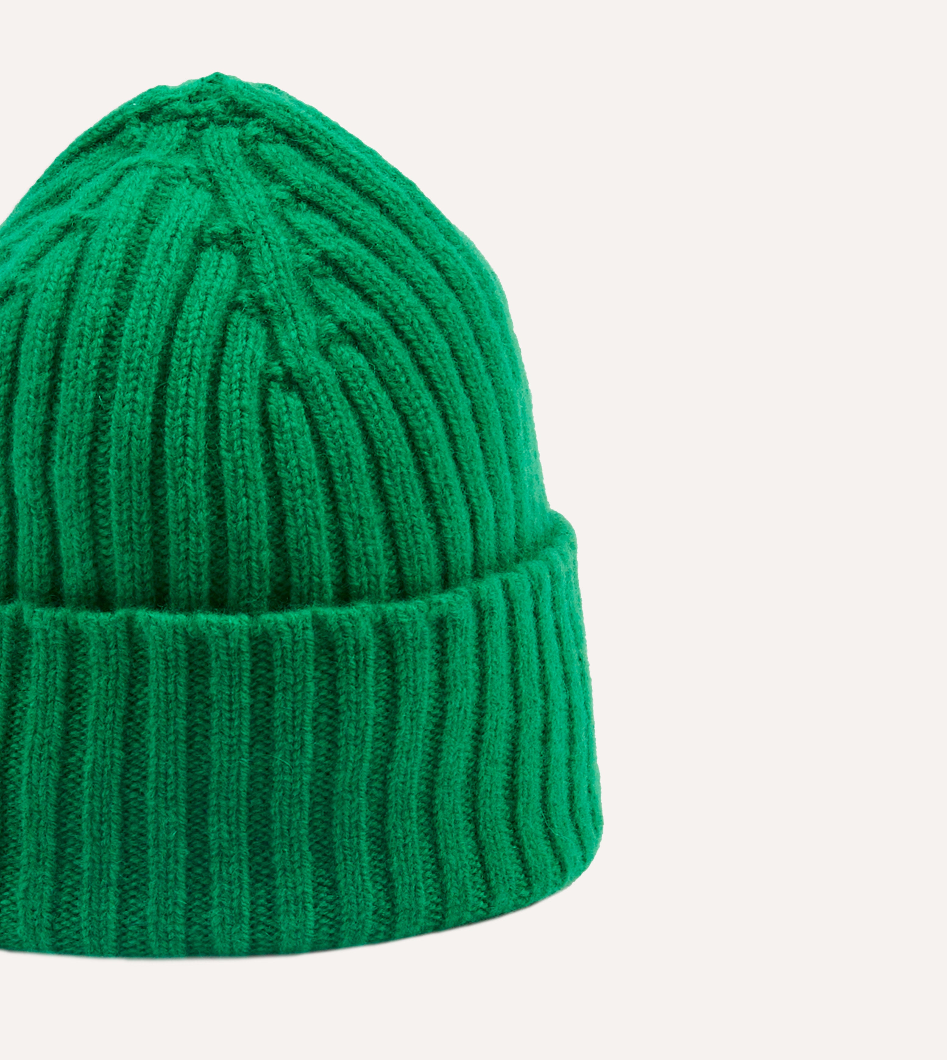 Bright Green Lambswool Ribbed Knit Cap