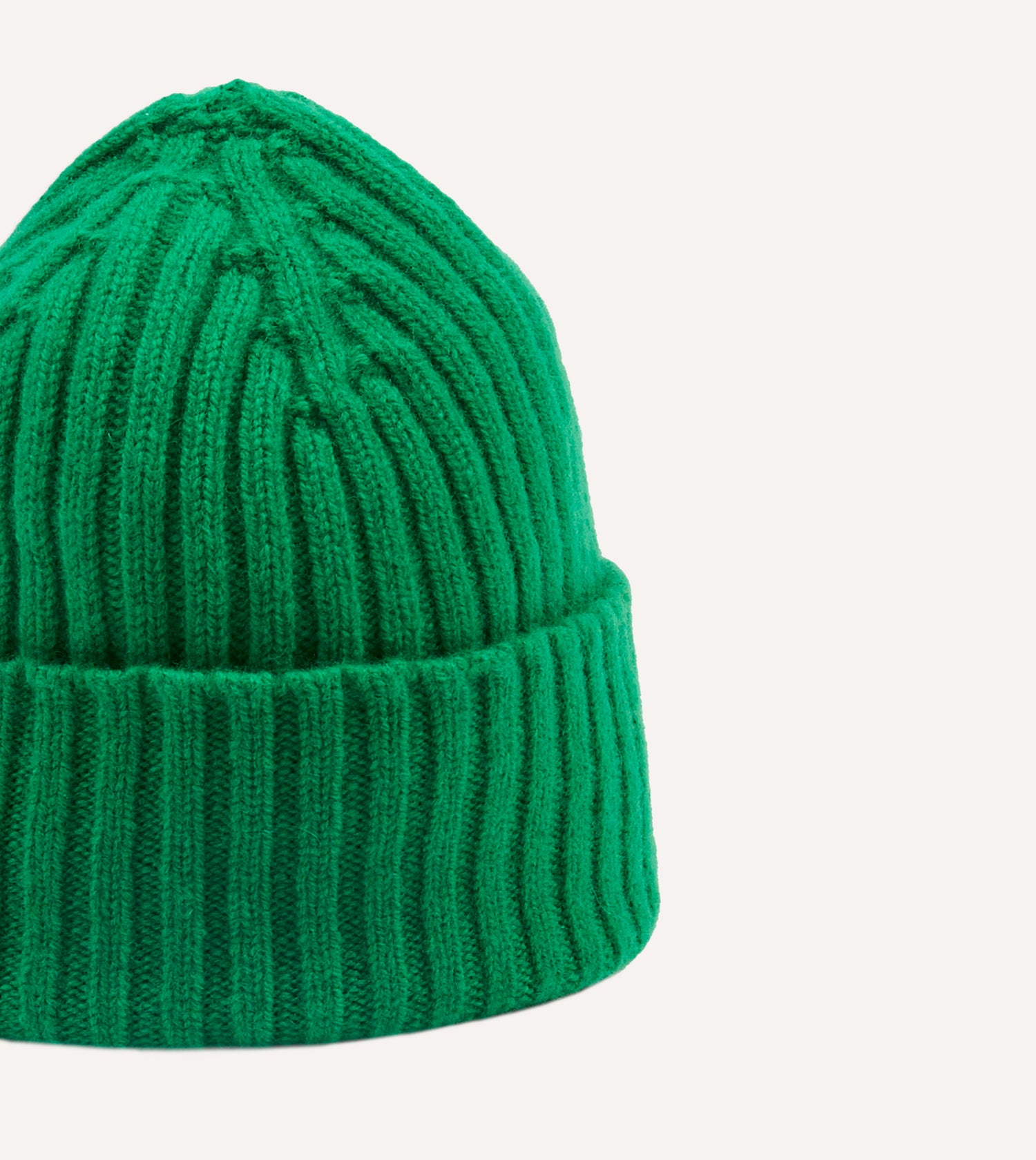 Bright Green Lambswool Ribbed Knit Cap