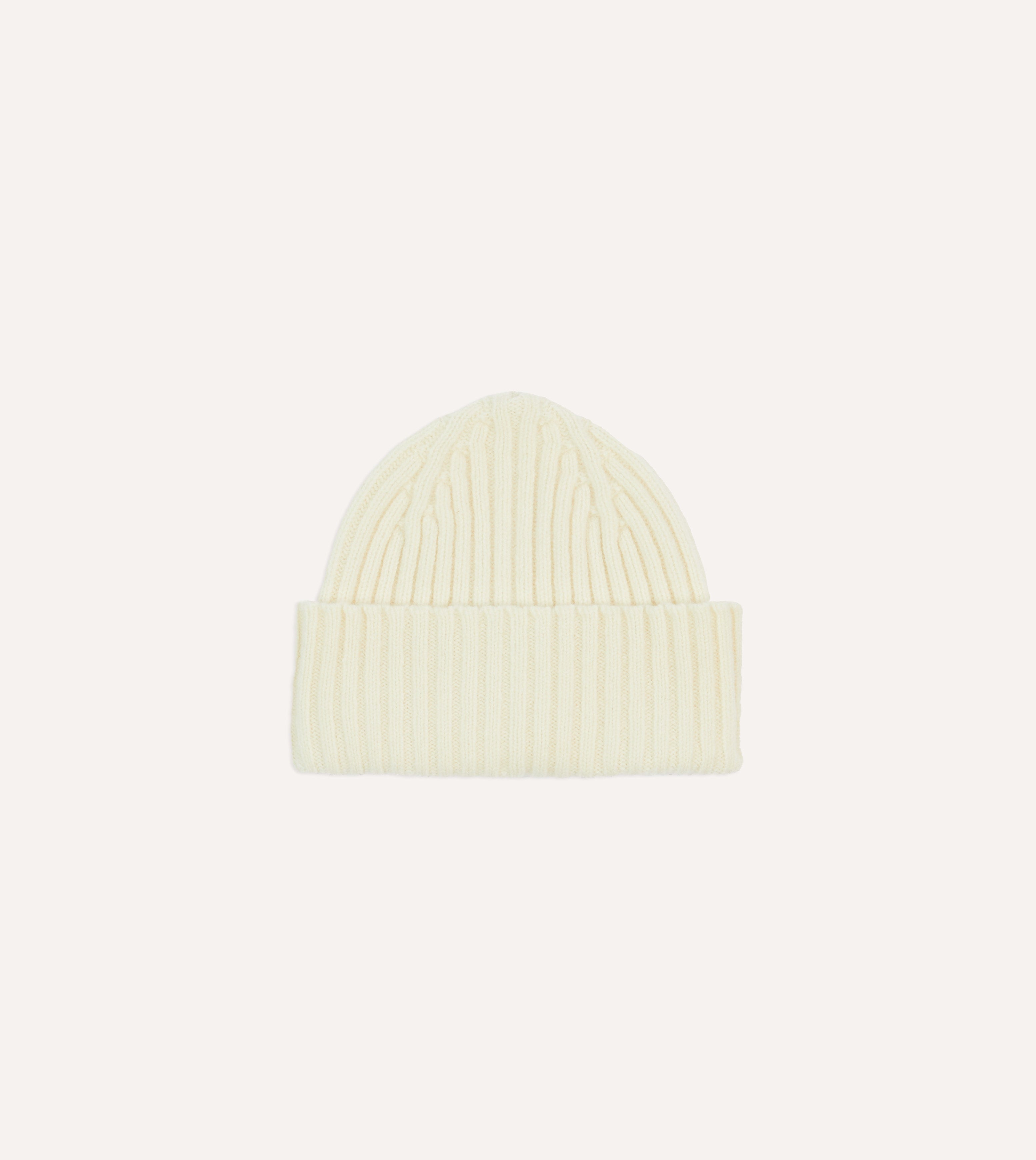 Ecru Lambswool Ribbed Knit Cap