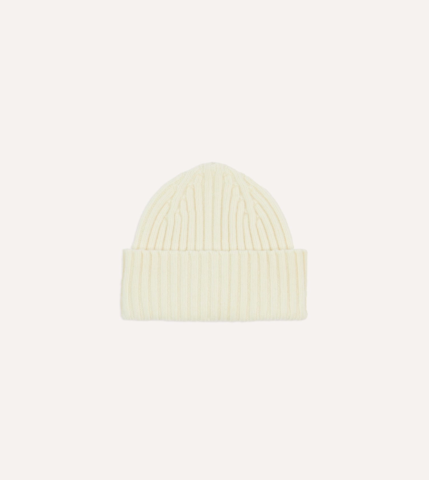 Ecru Lambswool Ribbed Knit Cap