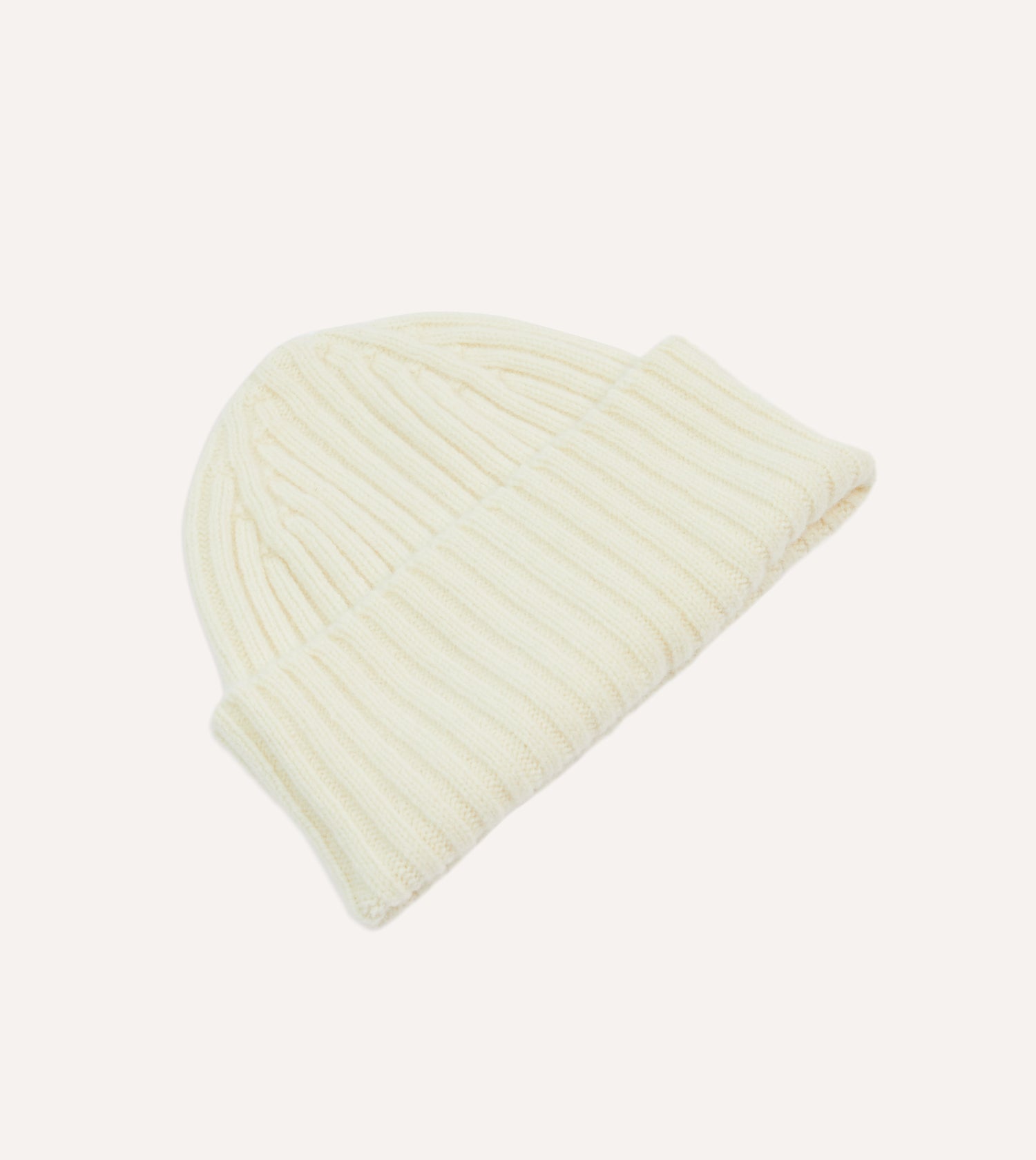 Ecru Lambswool Ribbed Knit Cap