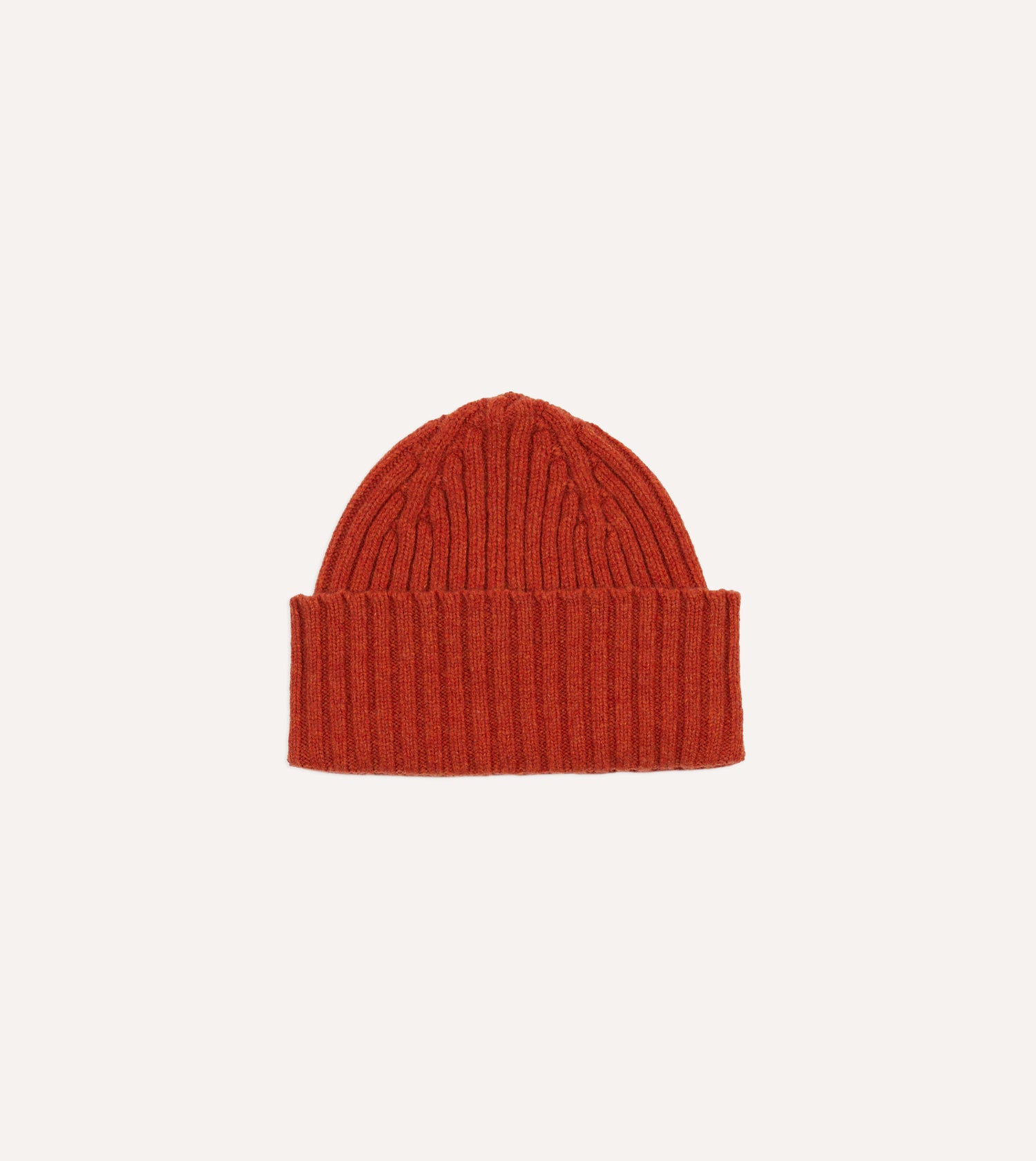 Rust Lambswool Ribbed Knit Cap