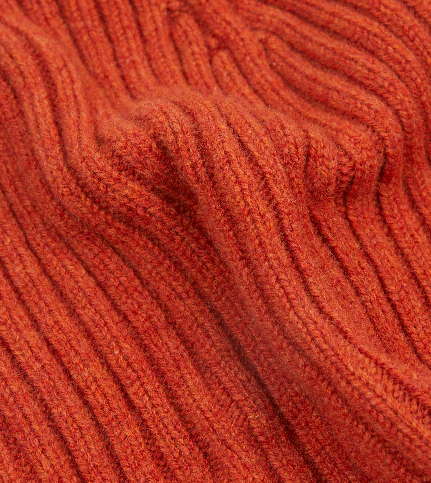 Rust Lambswool Ribbed Knit Cap