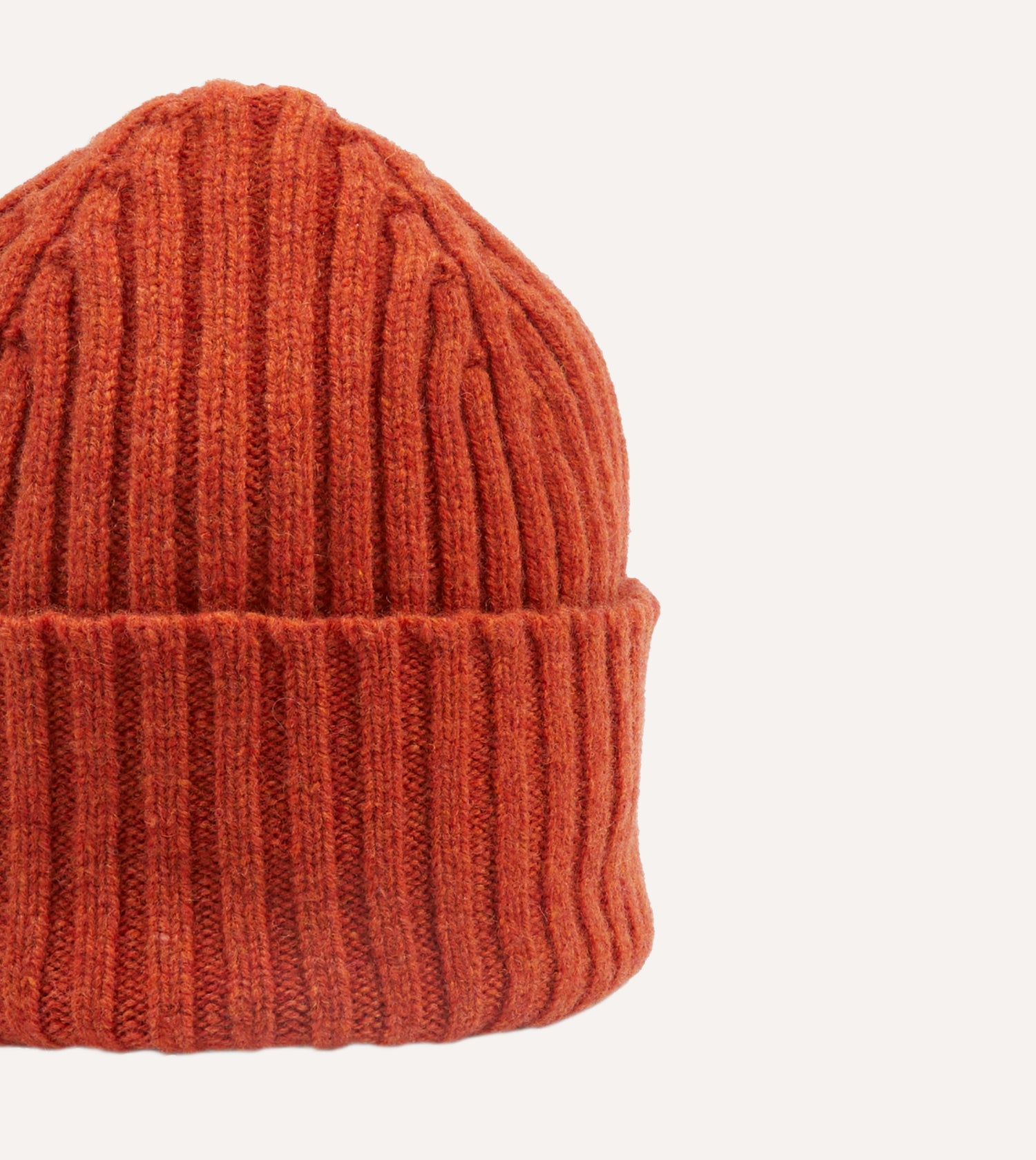 Rust Lambswool Ribbed Knit Cap