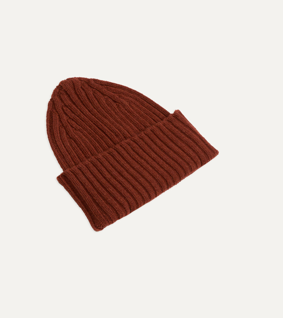 Burgundy Lambswool Ribbed Knit Cap