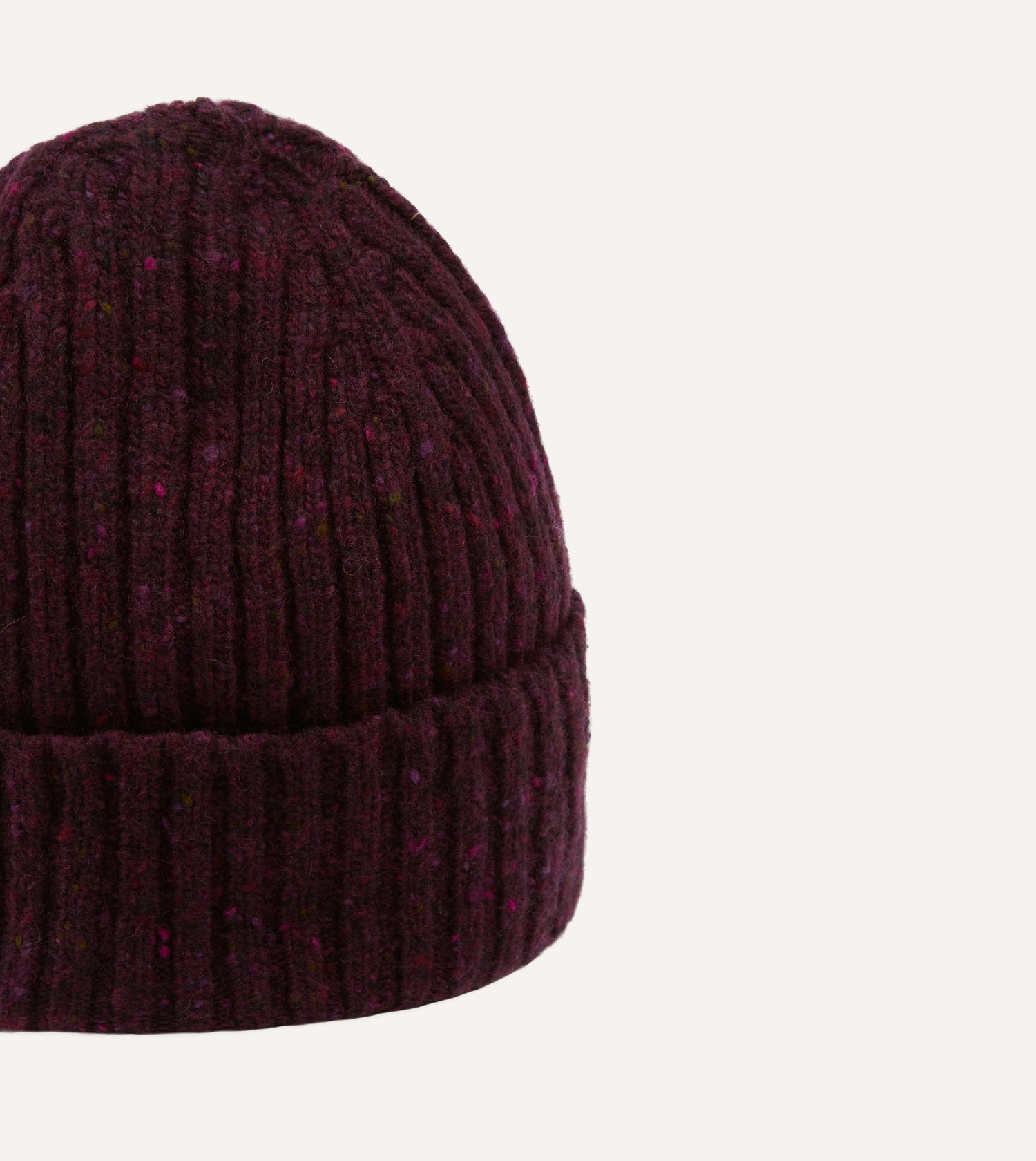 Purple Donegal Ribbed Merino Knit Cap