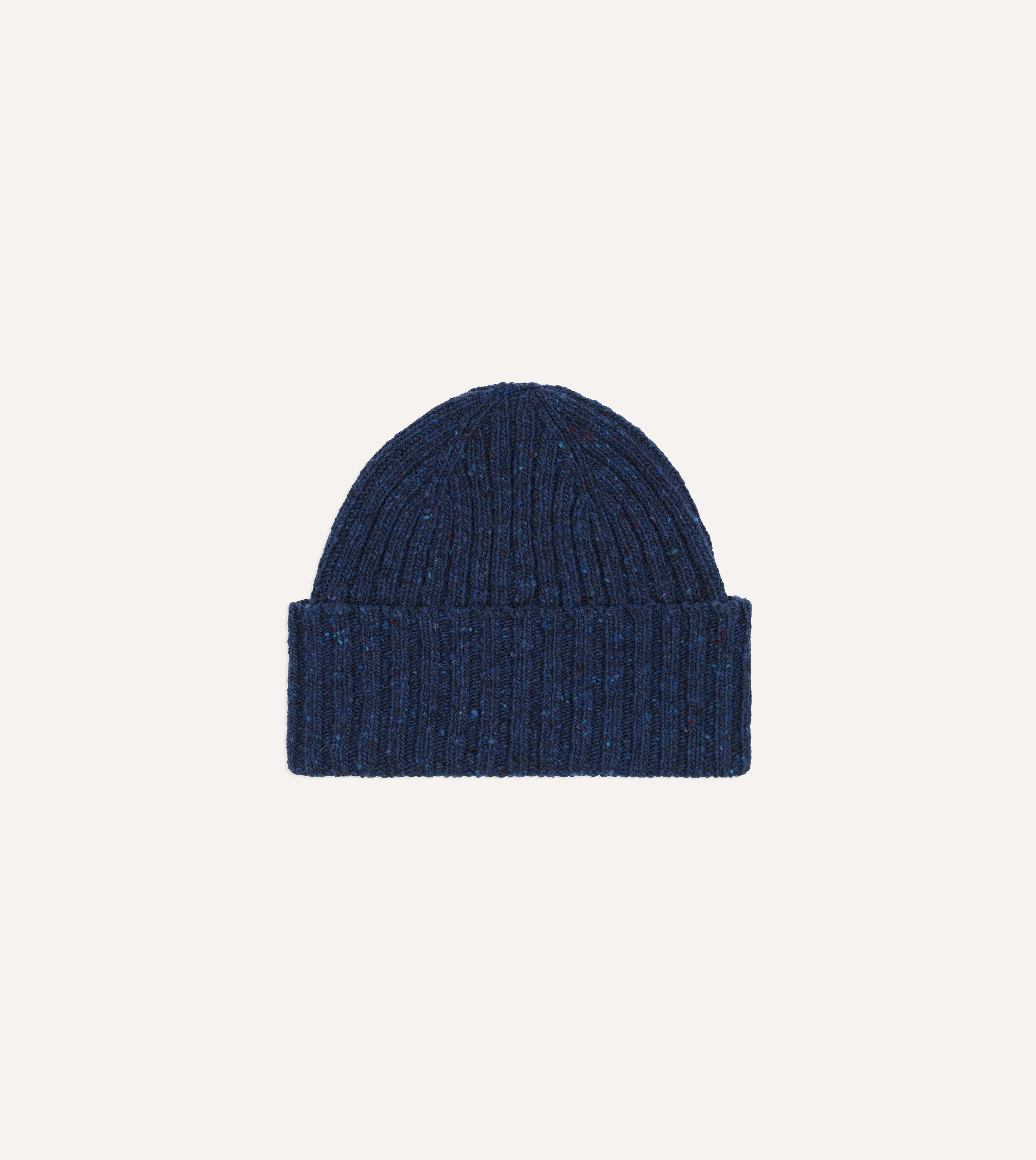 Blue Ribbed Merino Donegal Knit Cap