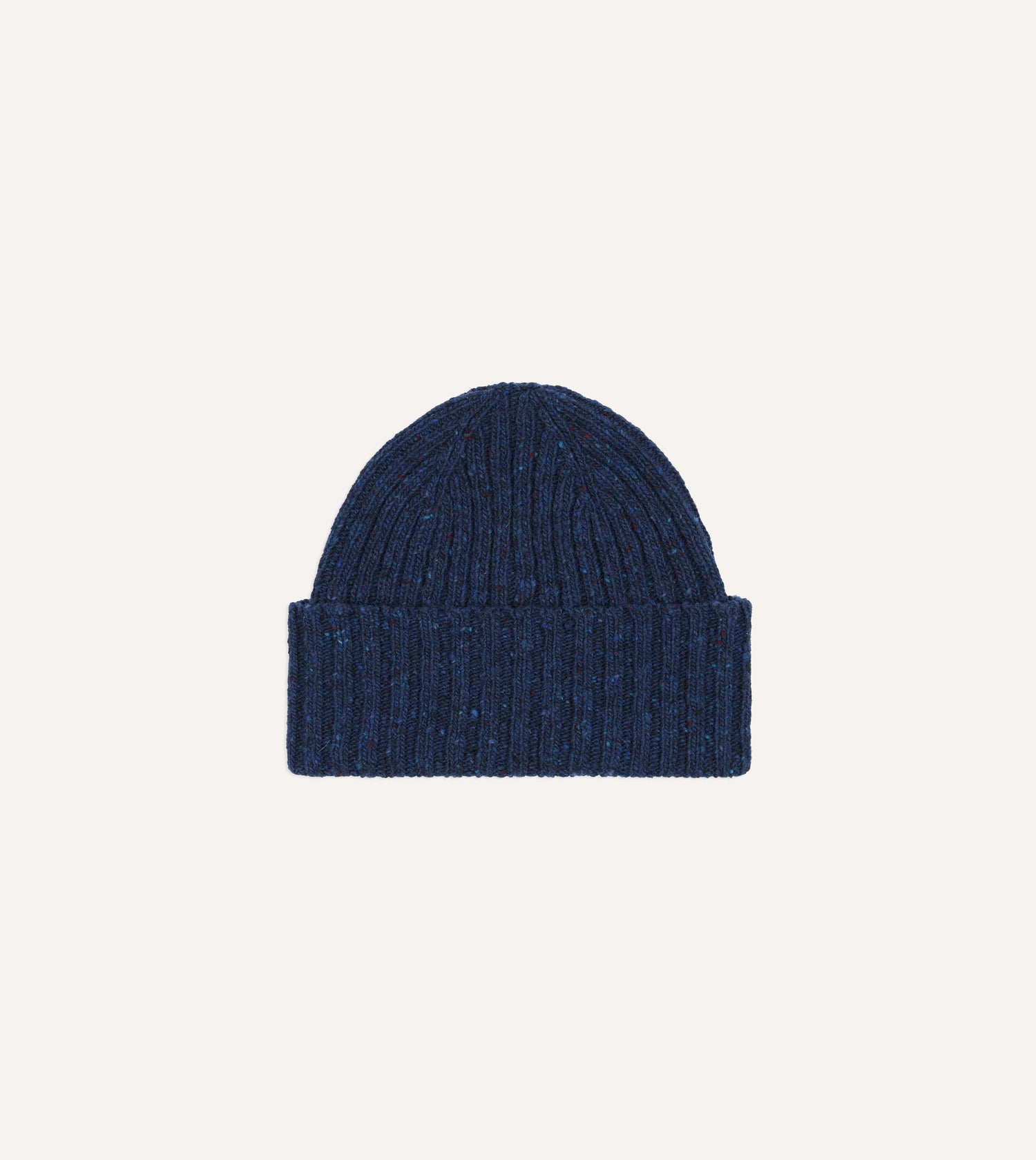 Blue Ribbed Merino Donegal Knit Cap