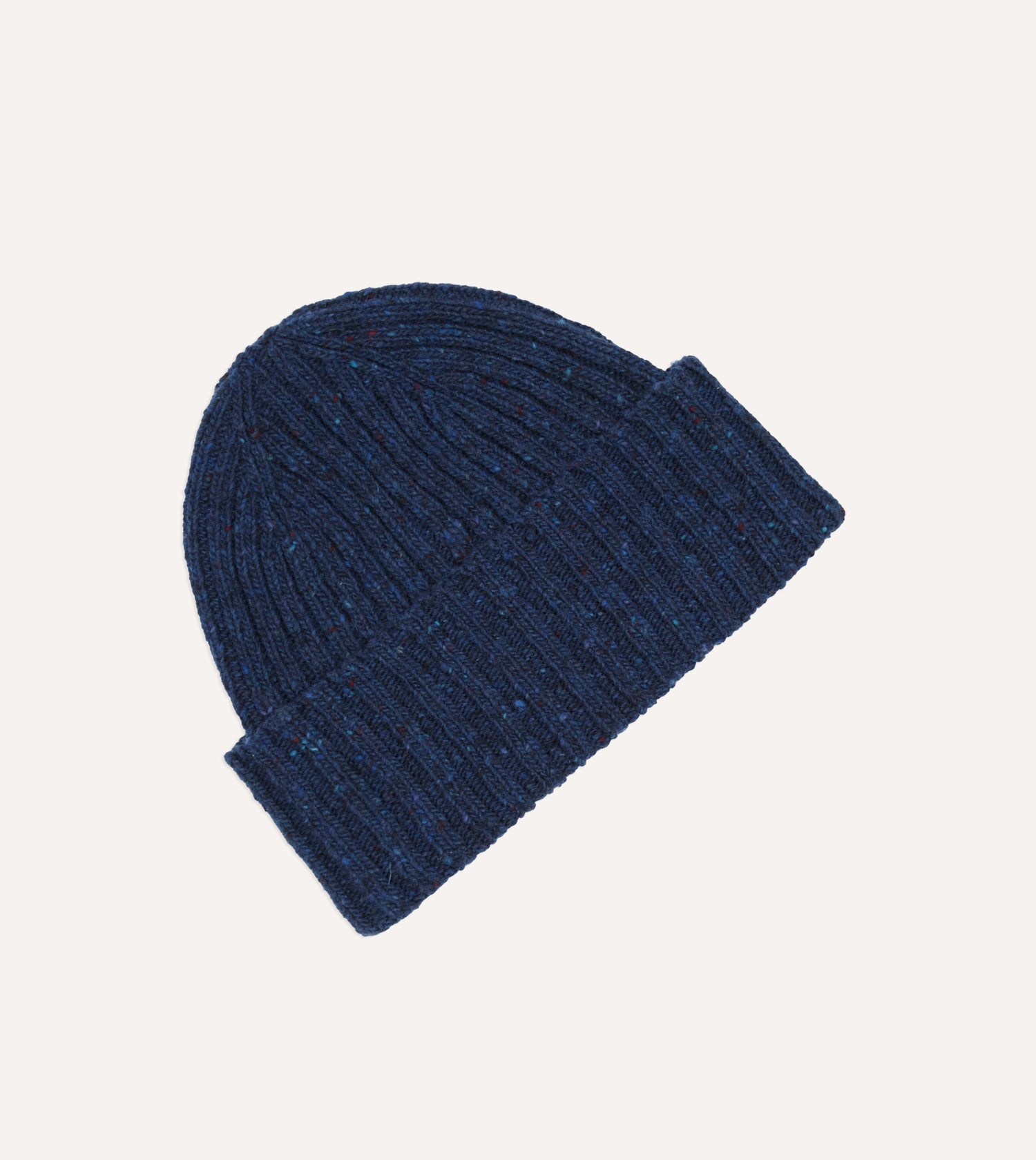 Blue Ribbed Merino Donegal Knit Cap