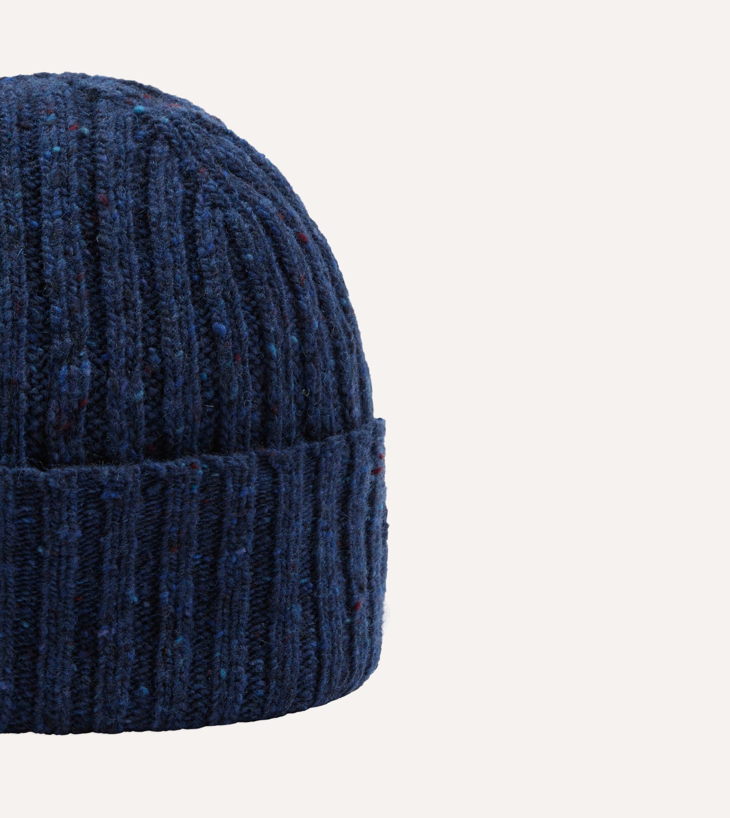 Blue Ribbed Merino Donegal Knit Cap