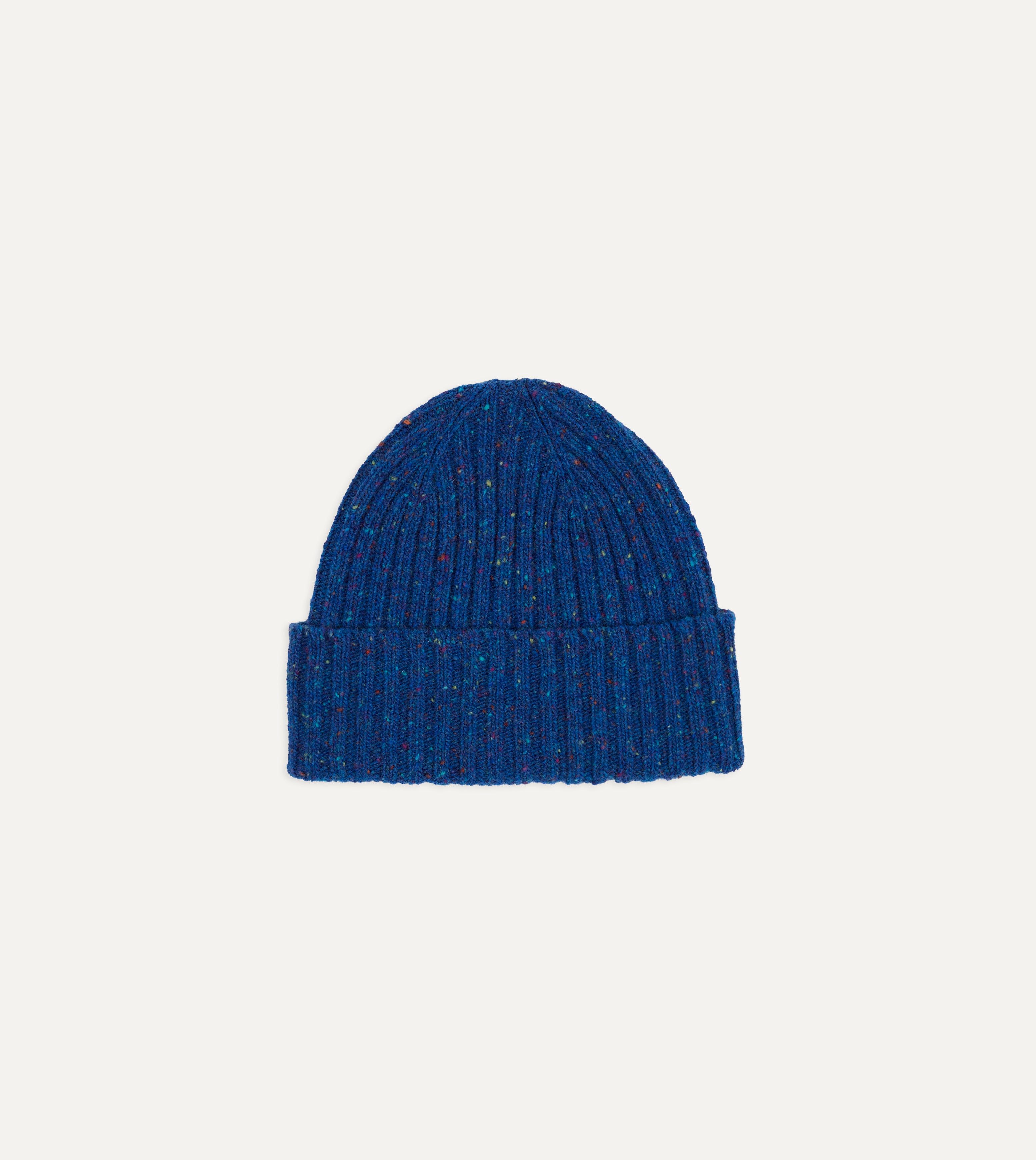 Royal Blue Ribbed Merino Donegal Knit Cap
