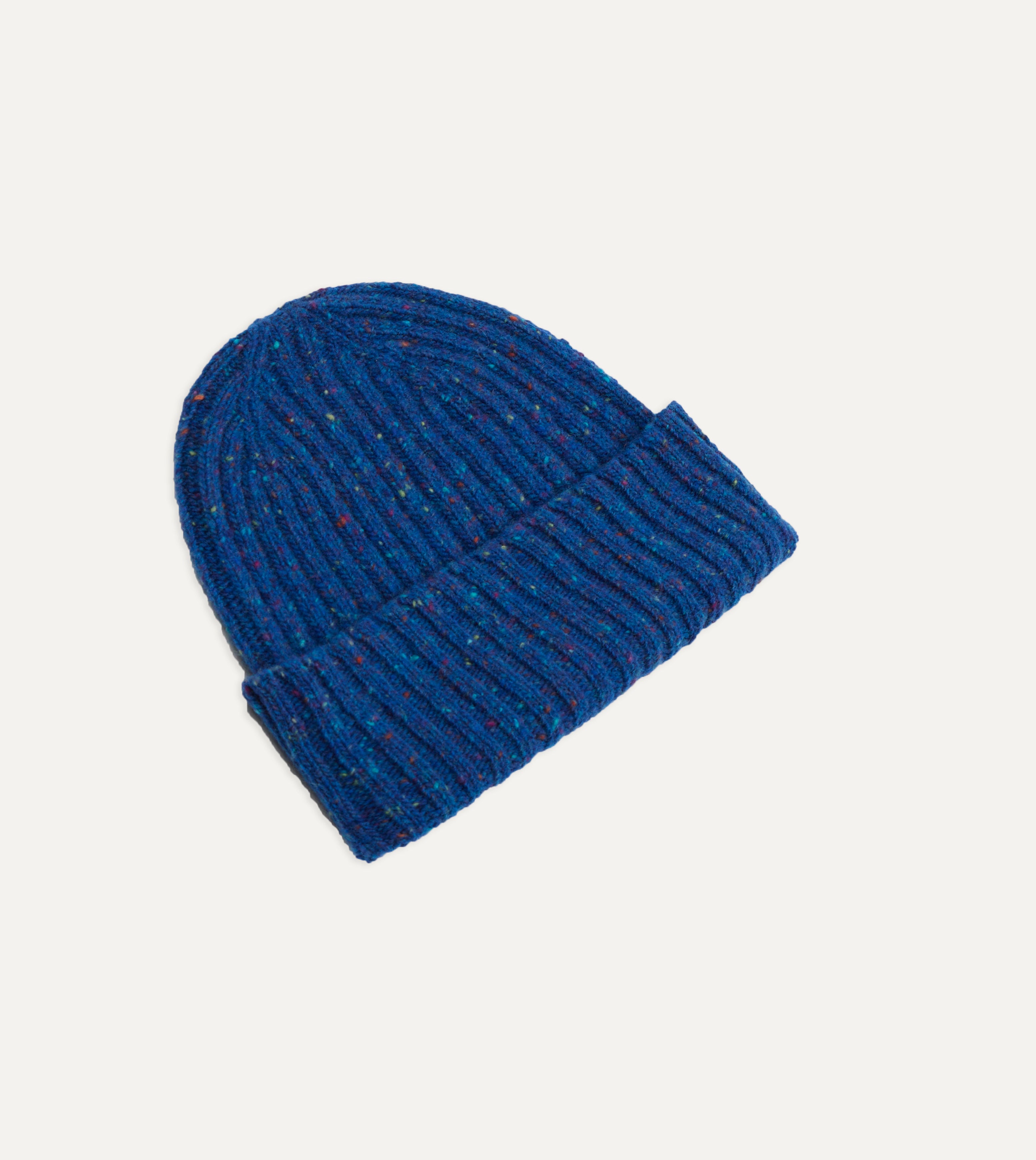 Royal Blue Ribbed Merino Donegal Knit Cap