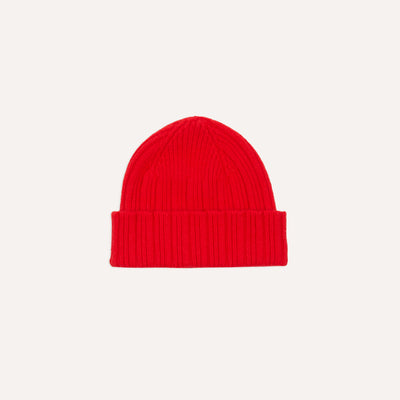 Red Angora Lambswool Ribbed Knit Cap – Drakes US display picture 3