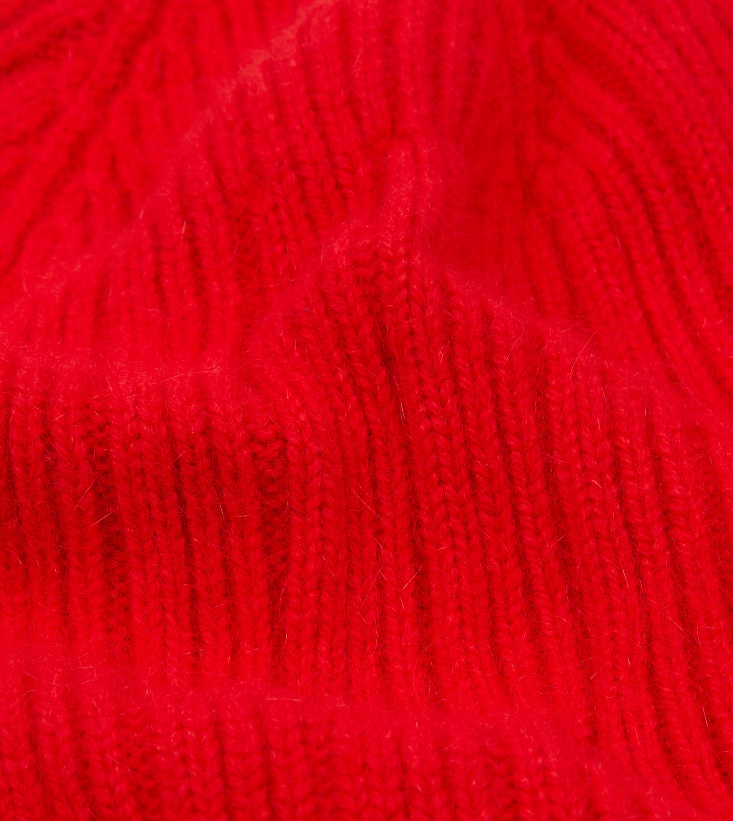 Red Angora Lambswool Ribbed Knit Cap