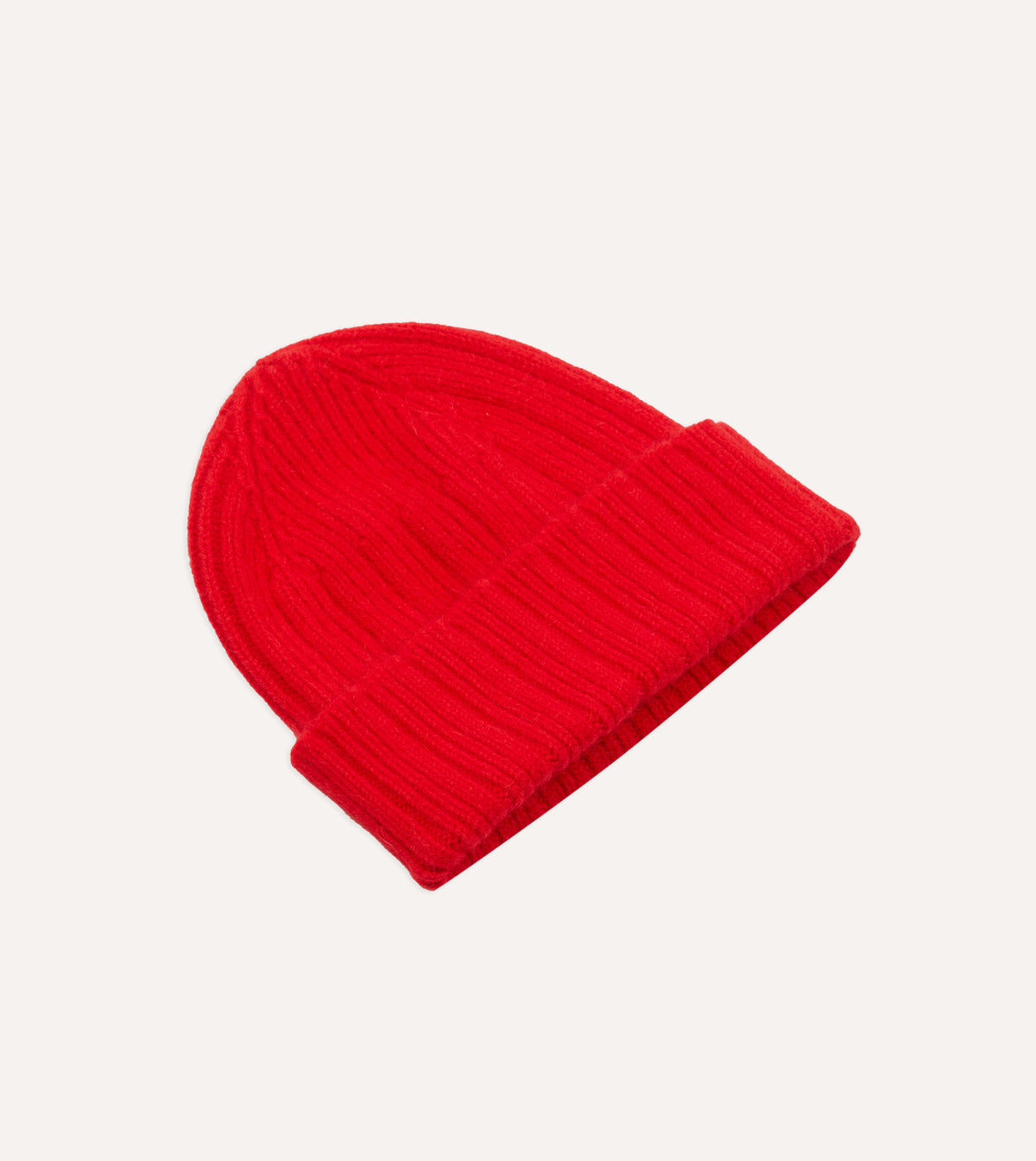 Red Codro Wool Cap Red Angora Lambswool Ribbed Knit Cap – Drakes US