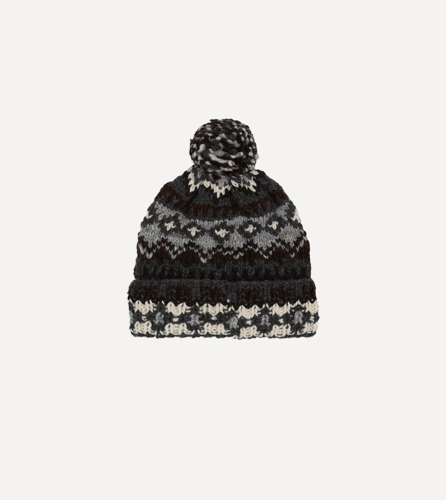 Chamula Grey Fairisle Merino Knit Cap