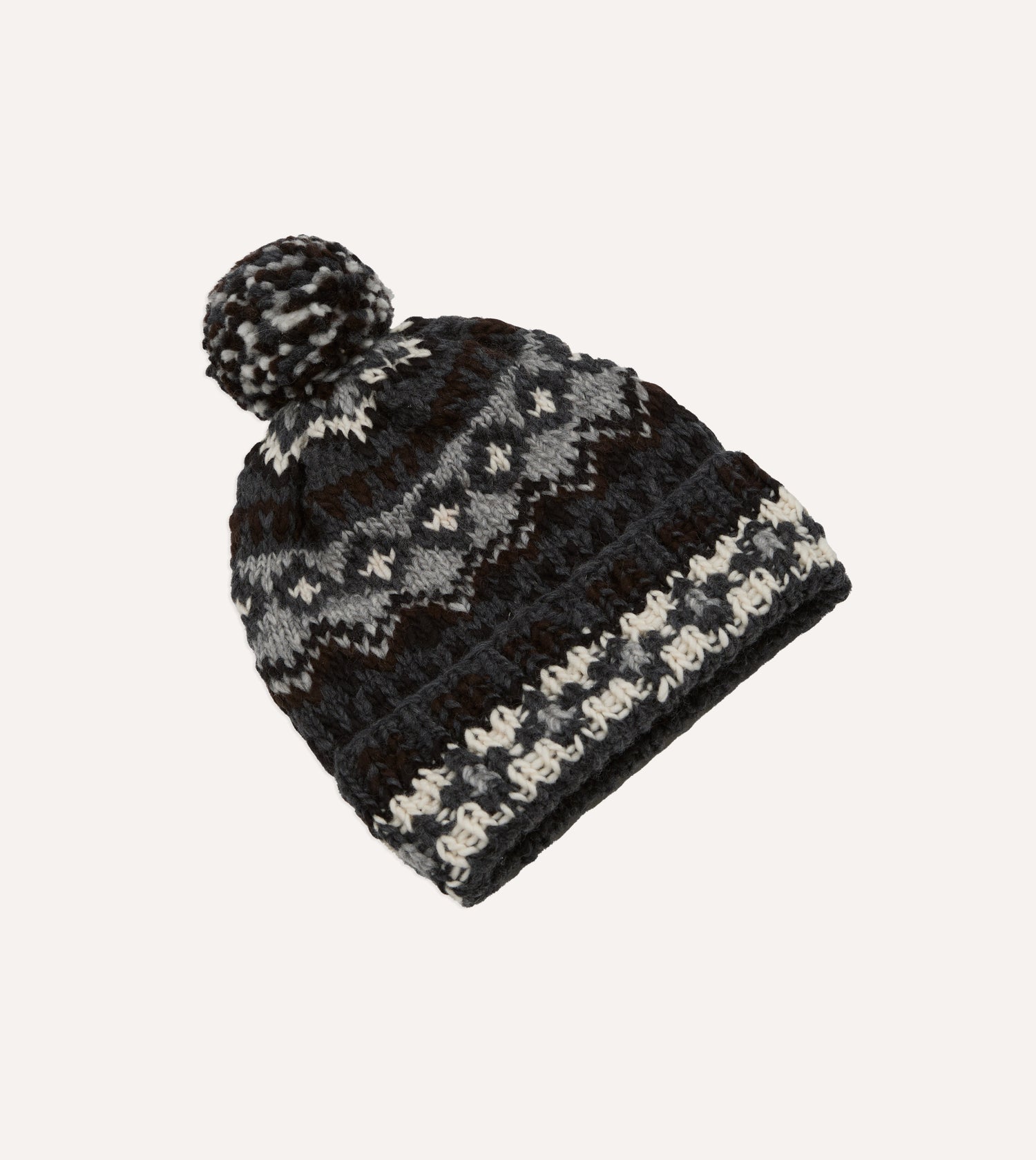 Chamula Grey Fairisle Merino Knit Cap
