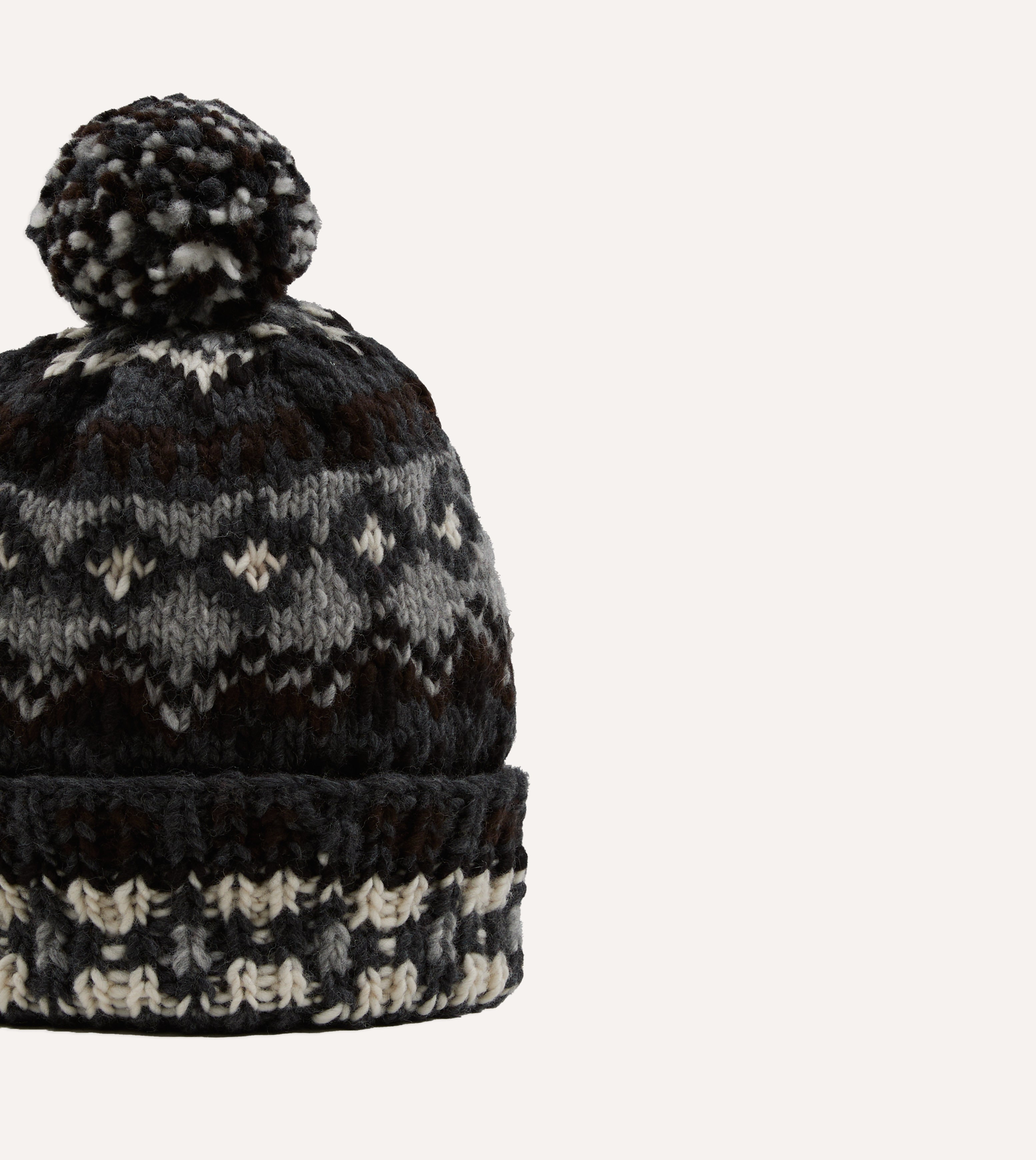 Chamula Grey Fairisle Merino Knit Cap