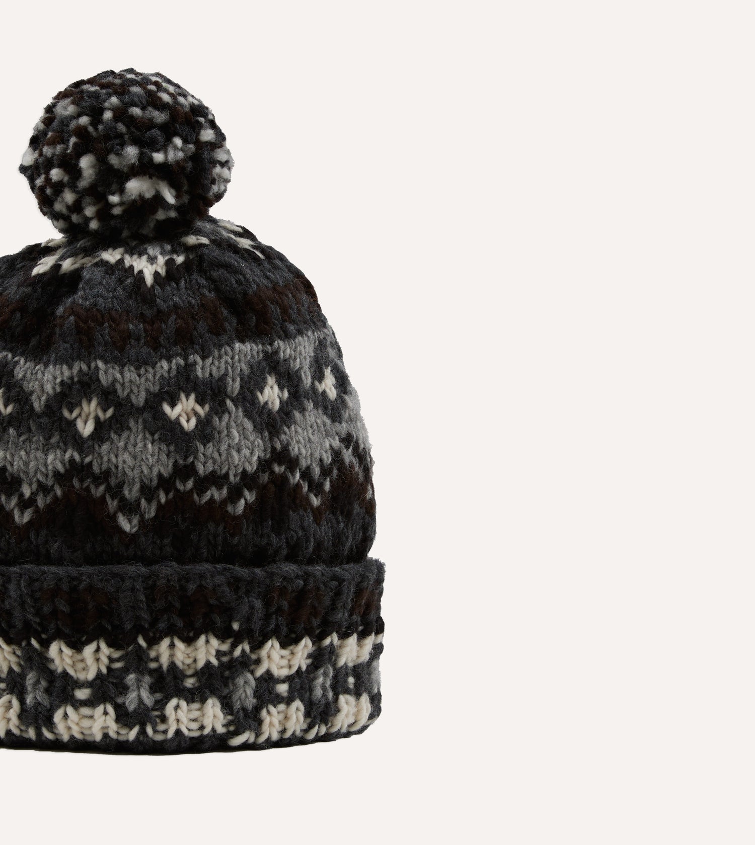 Chamula Grey Fairisle Merino Knit Cap