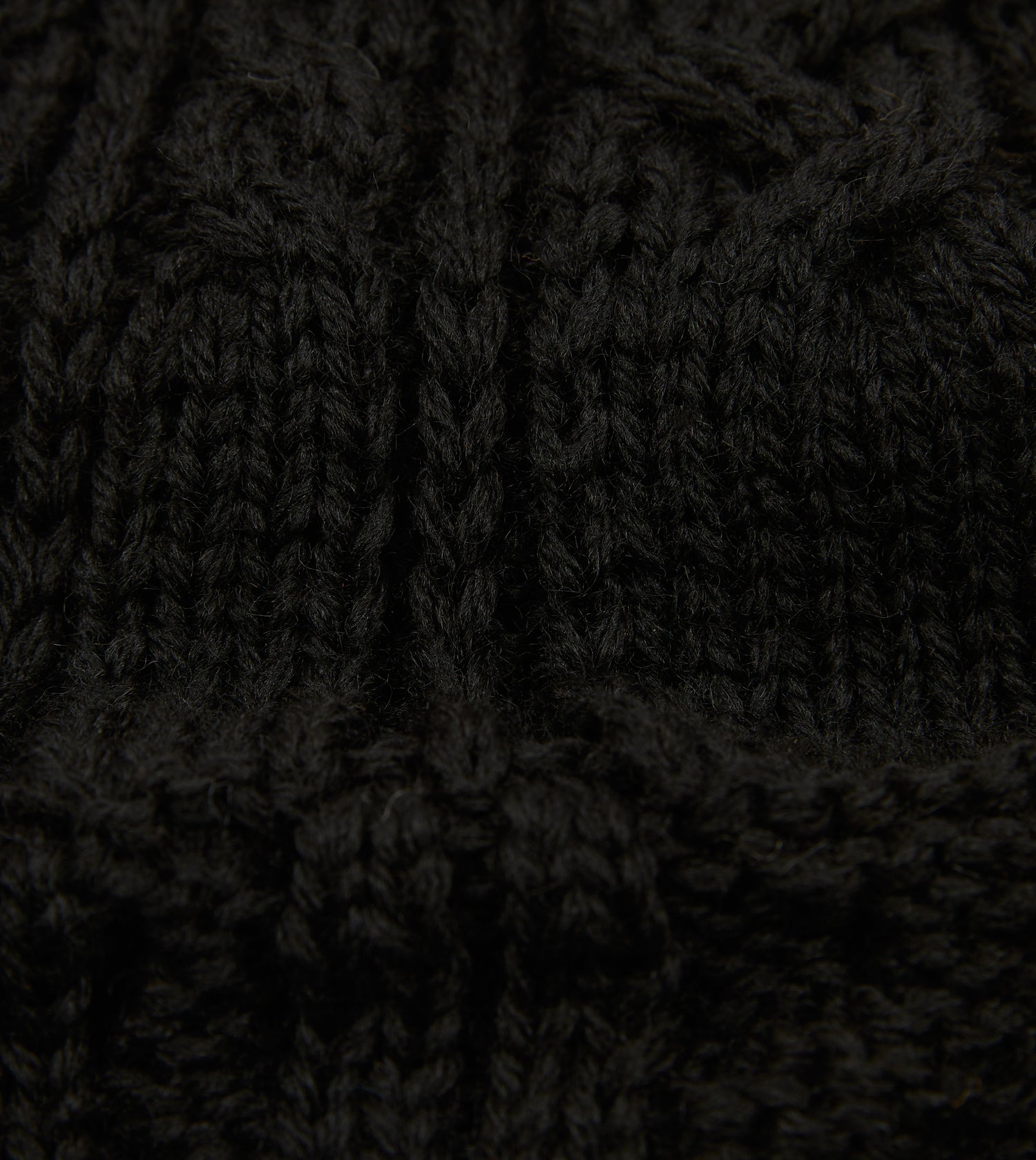 Black Wool Cable Knit Cap