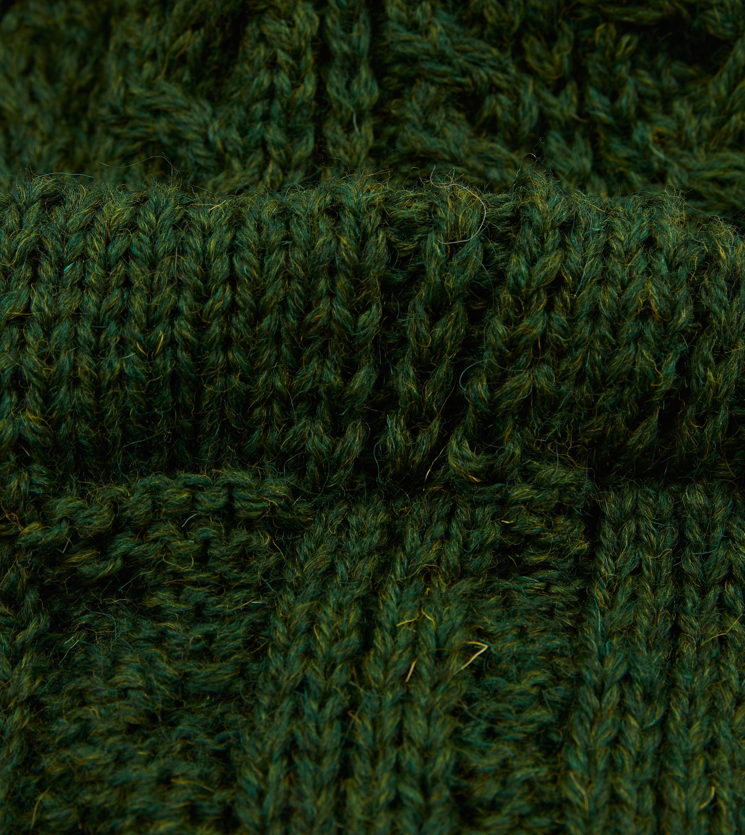 Green Wool Cable Knit Cap