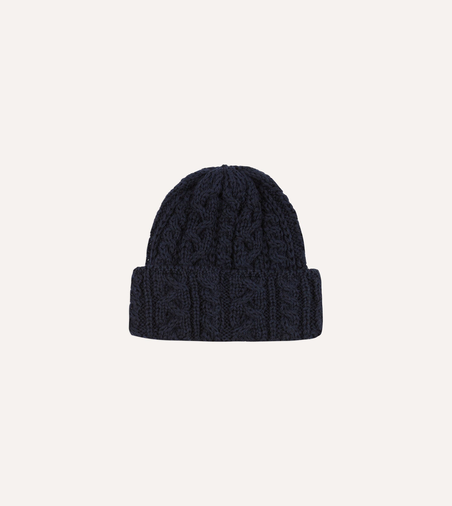 Navy Wool Cable Knit Cap