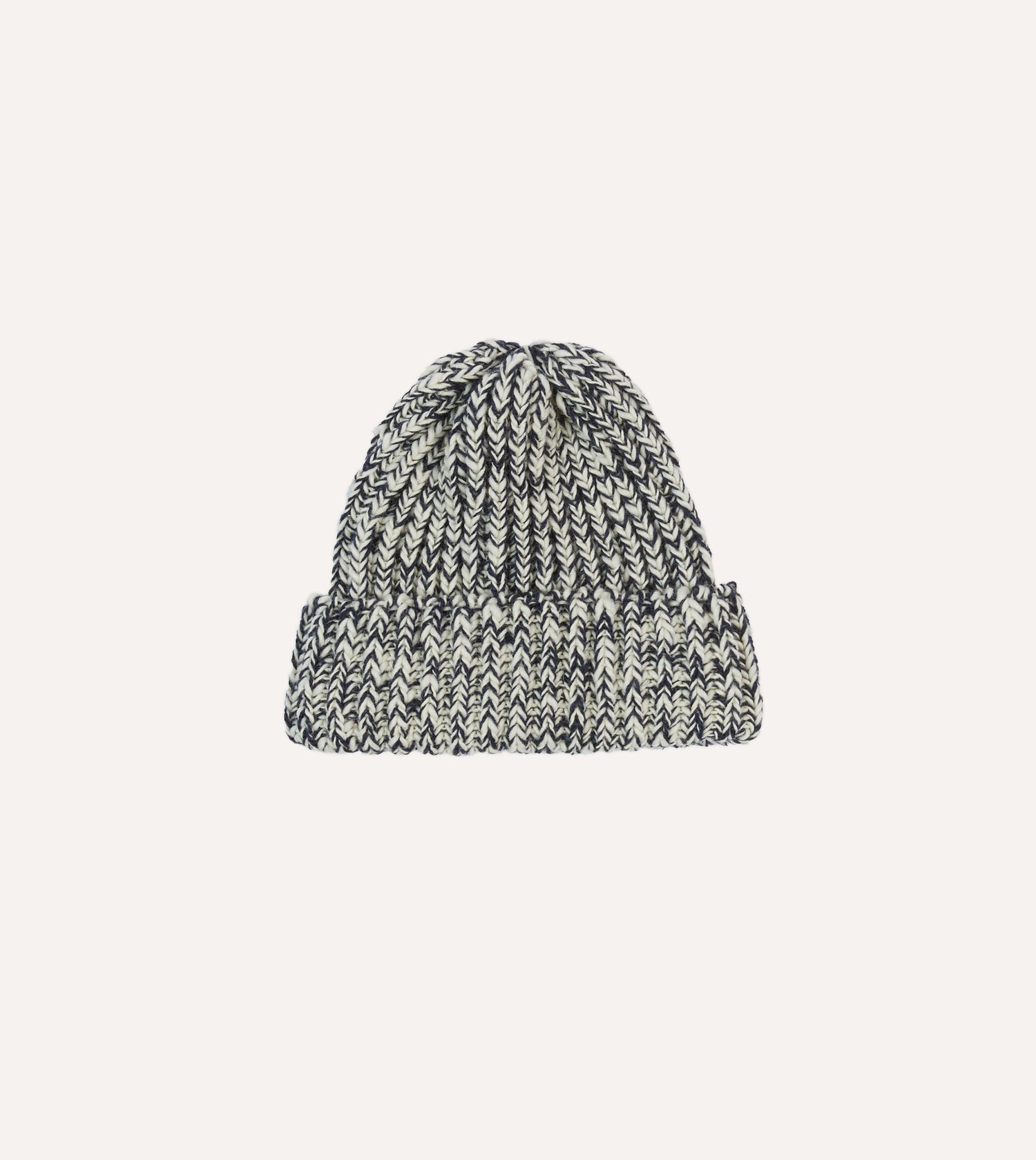 Navy Slub Wool Cable Knit Cap