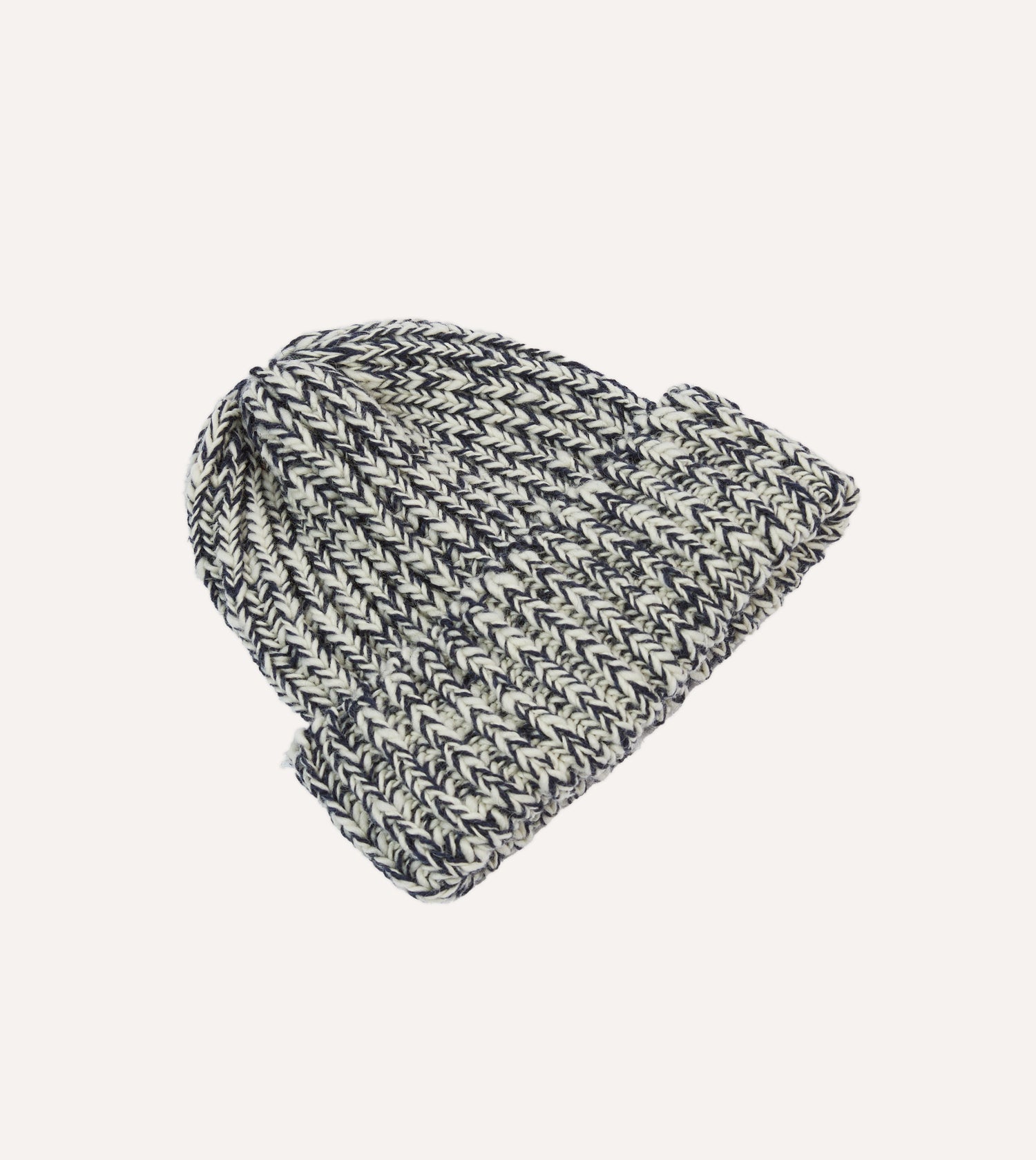 Navy Slub Wool Cable Knit Cap