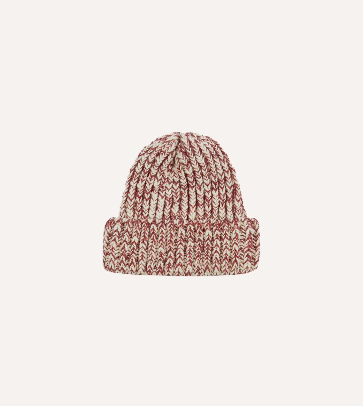 Red Slub Wool Cable Knit Cap