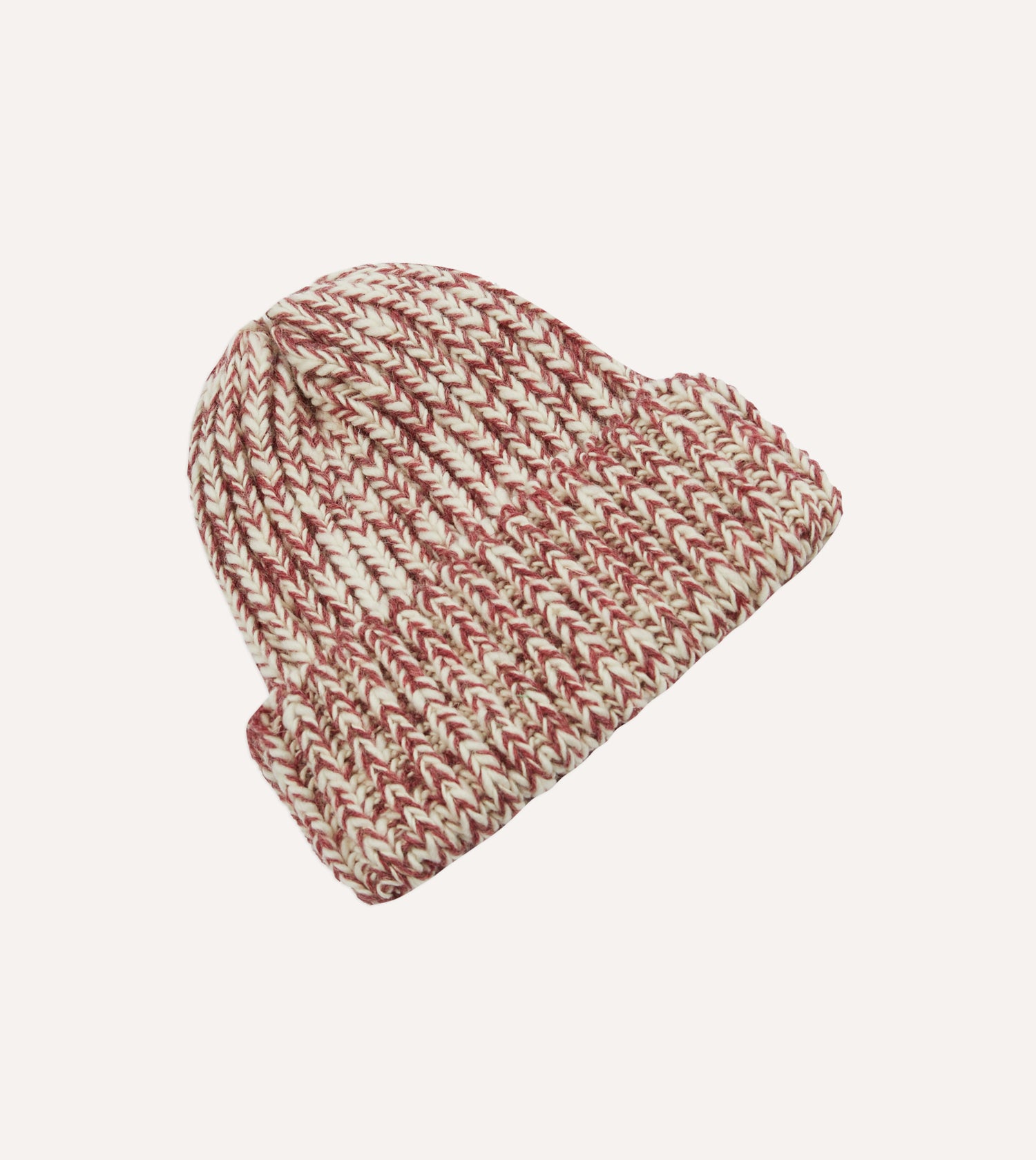 Red Slub Wool Cable Knit Cap