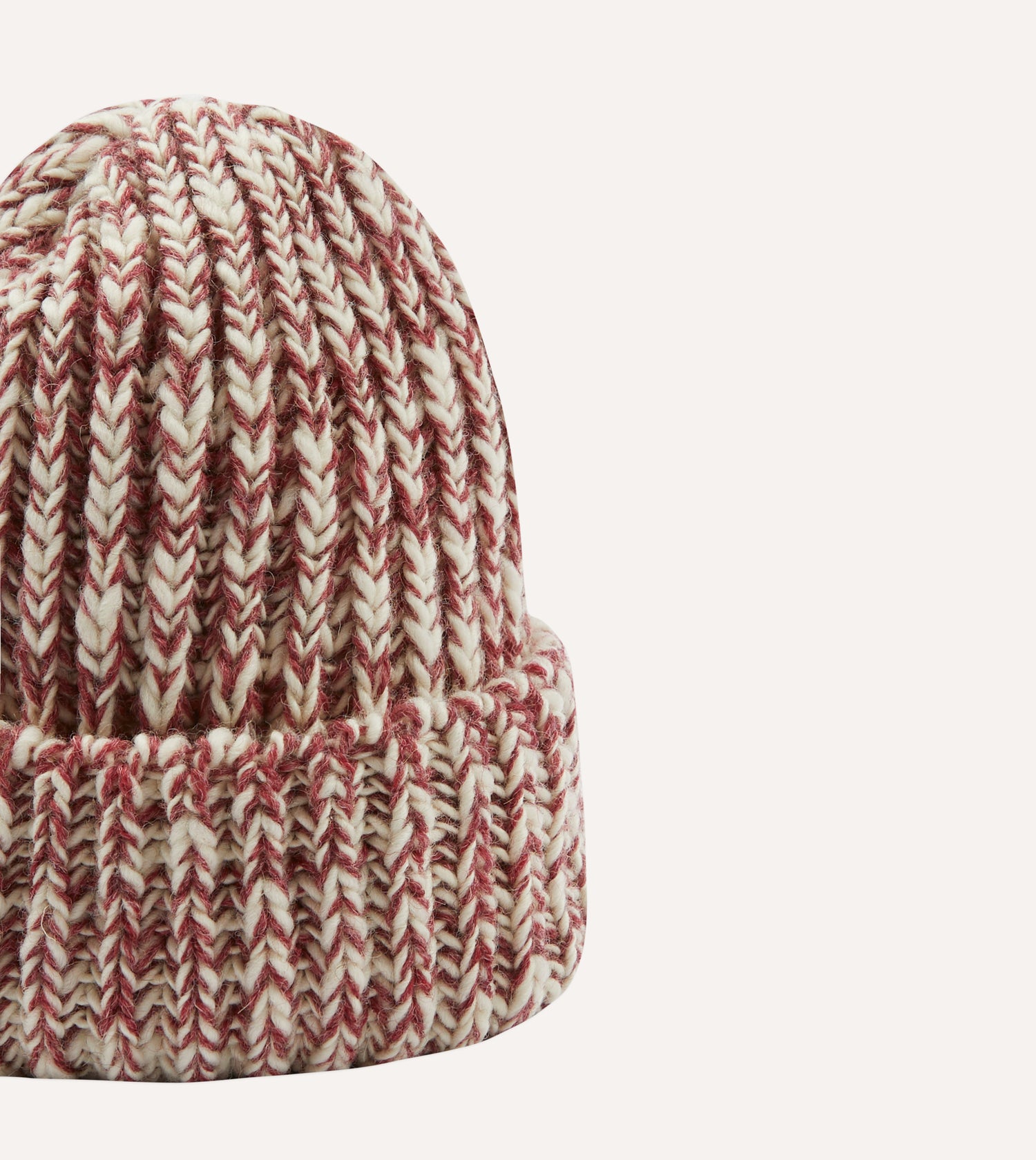 Red Slub Wool Cable Knit Cap