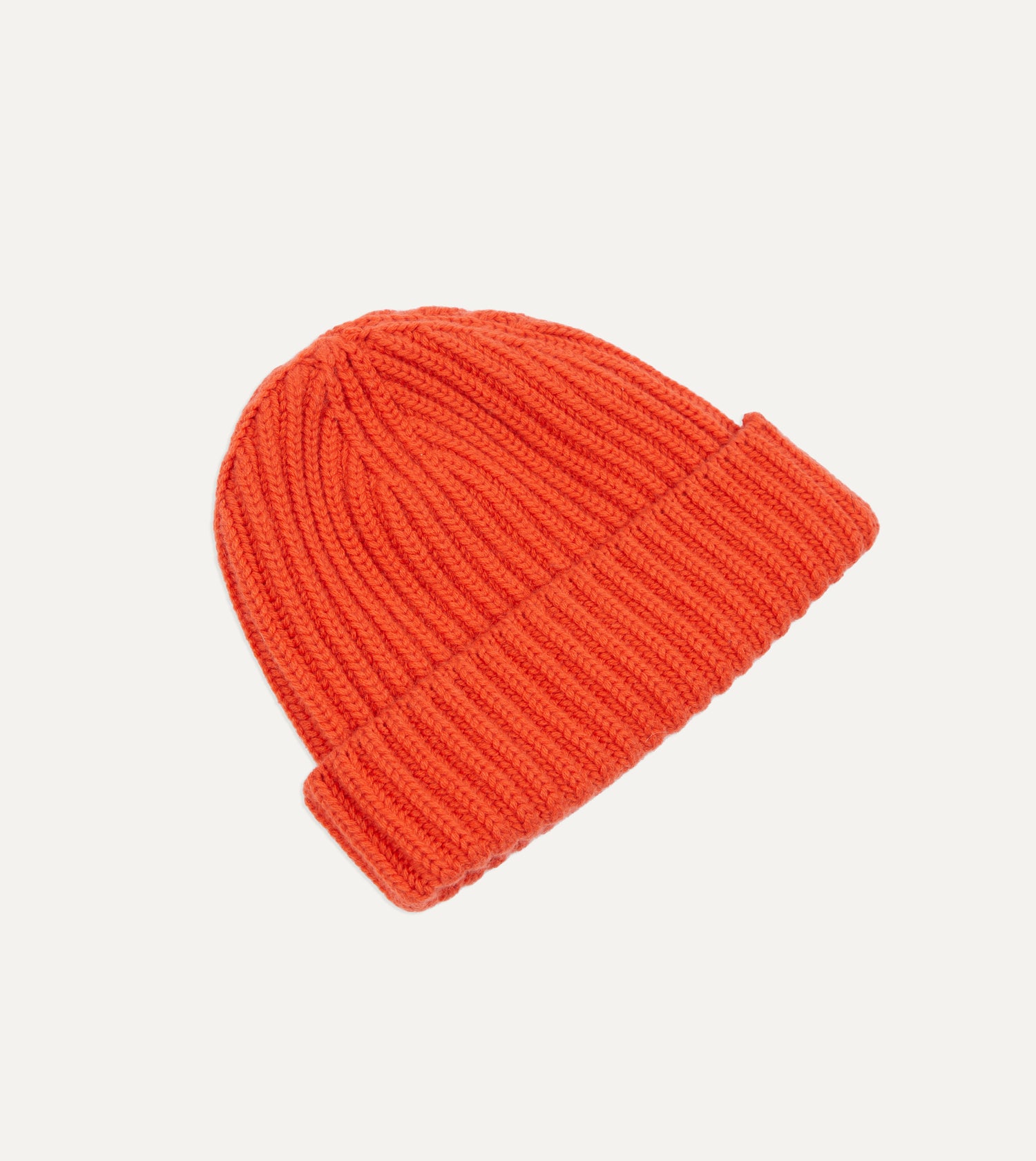 Orange Cashmere Ribbed Knit Cap