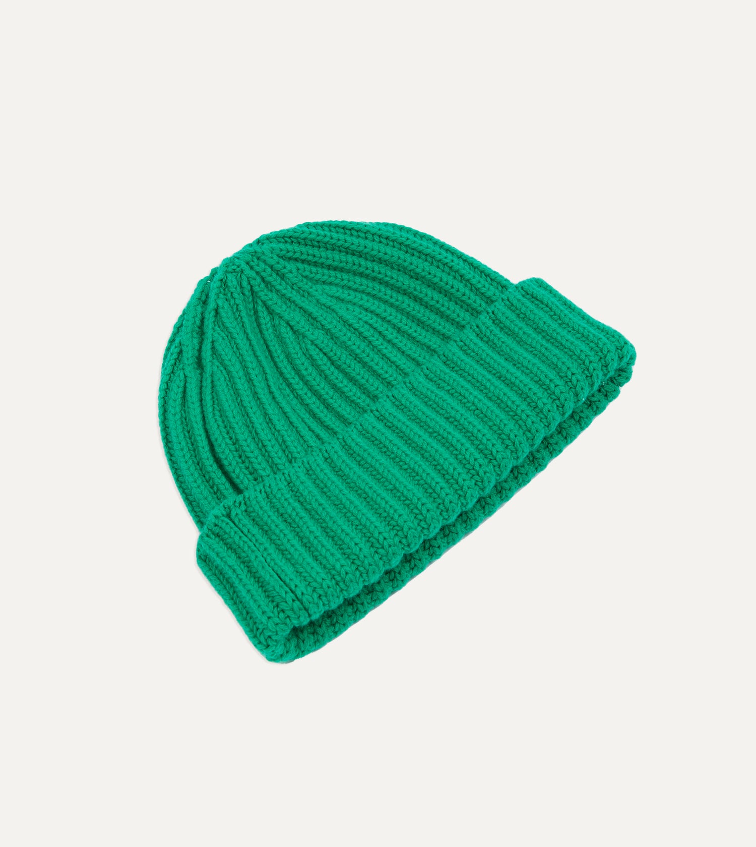 Green Cashmere Ribbed Knit Cap