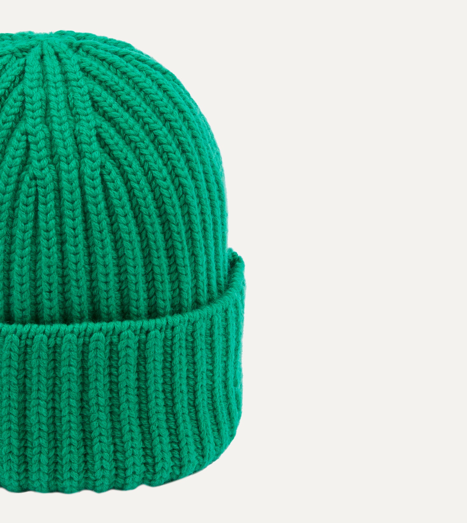 Green Cashmere Ribbed Knit Cap