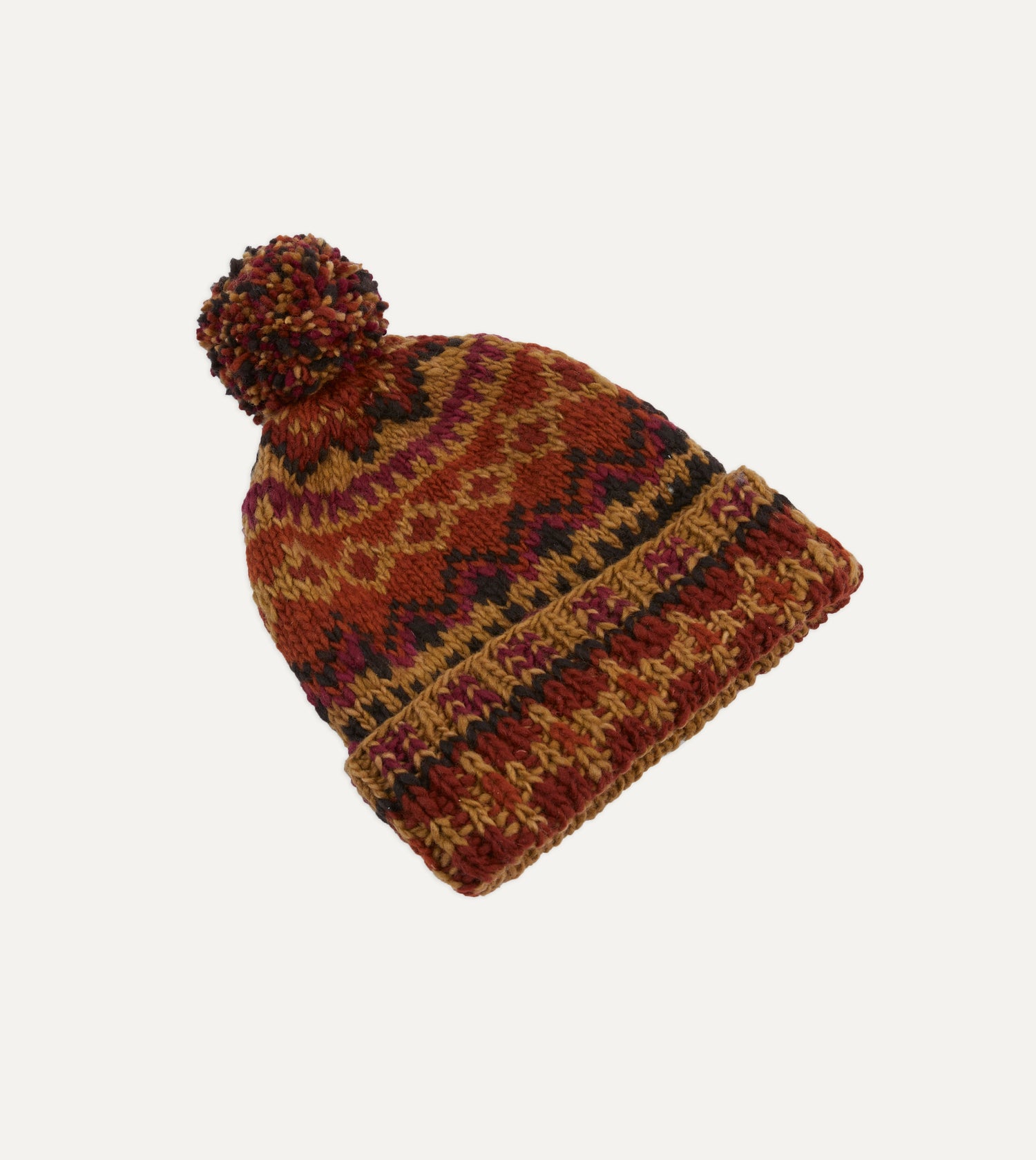 Chamula Brown Fairisle Merino Knit Cap