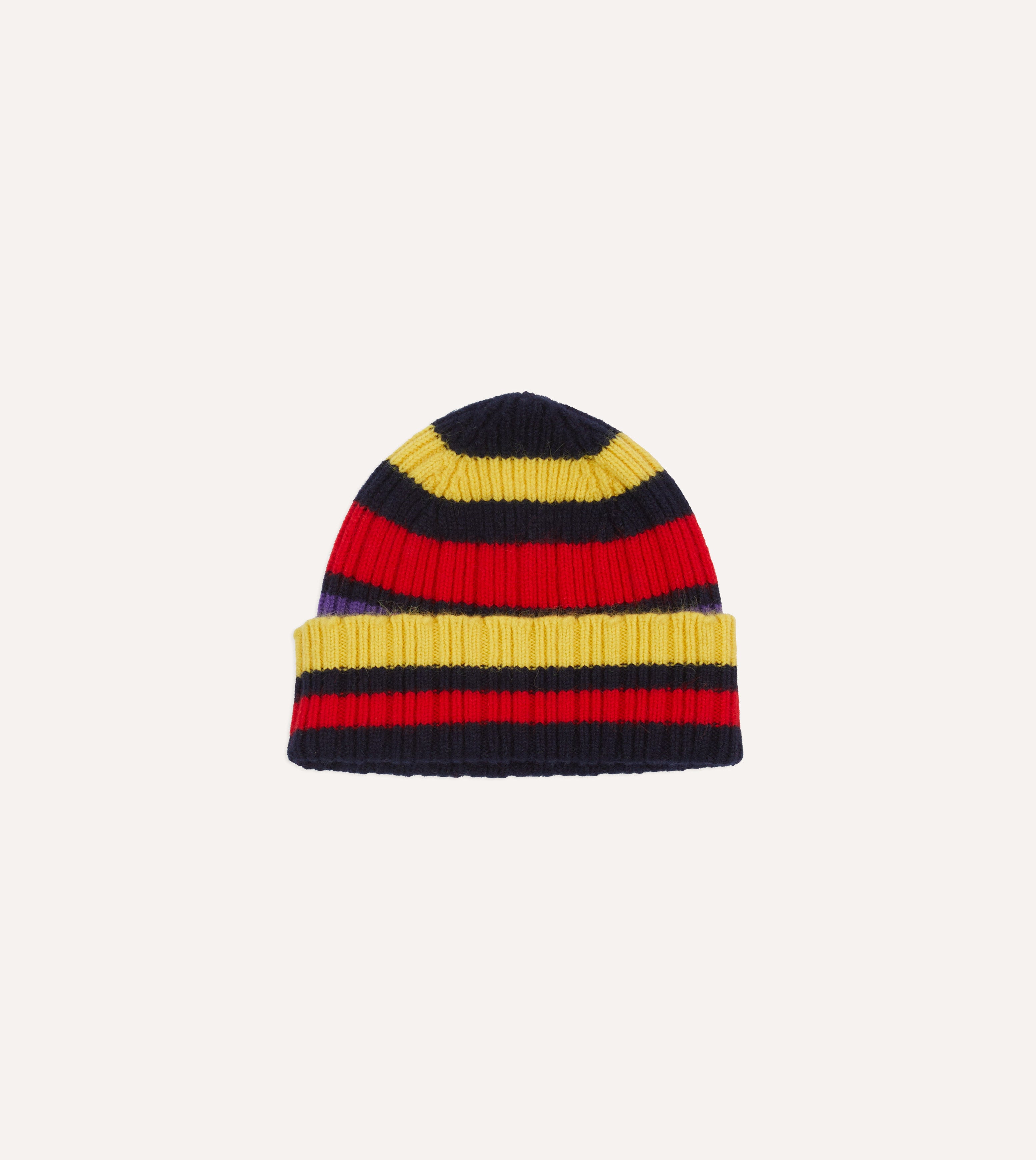 Navy, Yellow and Red Multi Stripe Geelongora Ribbed Knit Cap