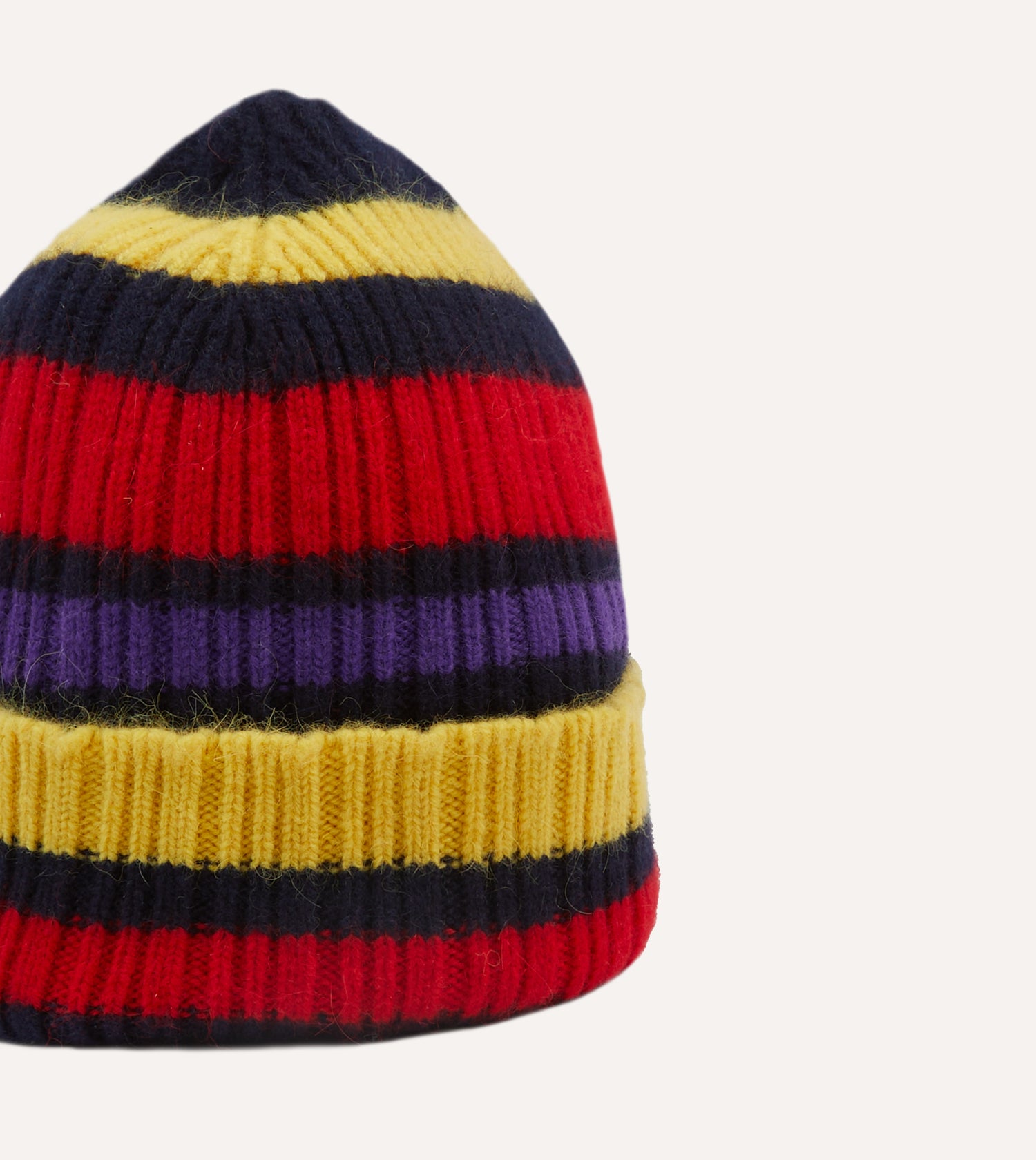 Navy, Yellow and Red Multi Stripe Geelongora Ribbed Knit Cap