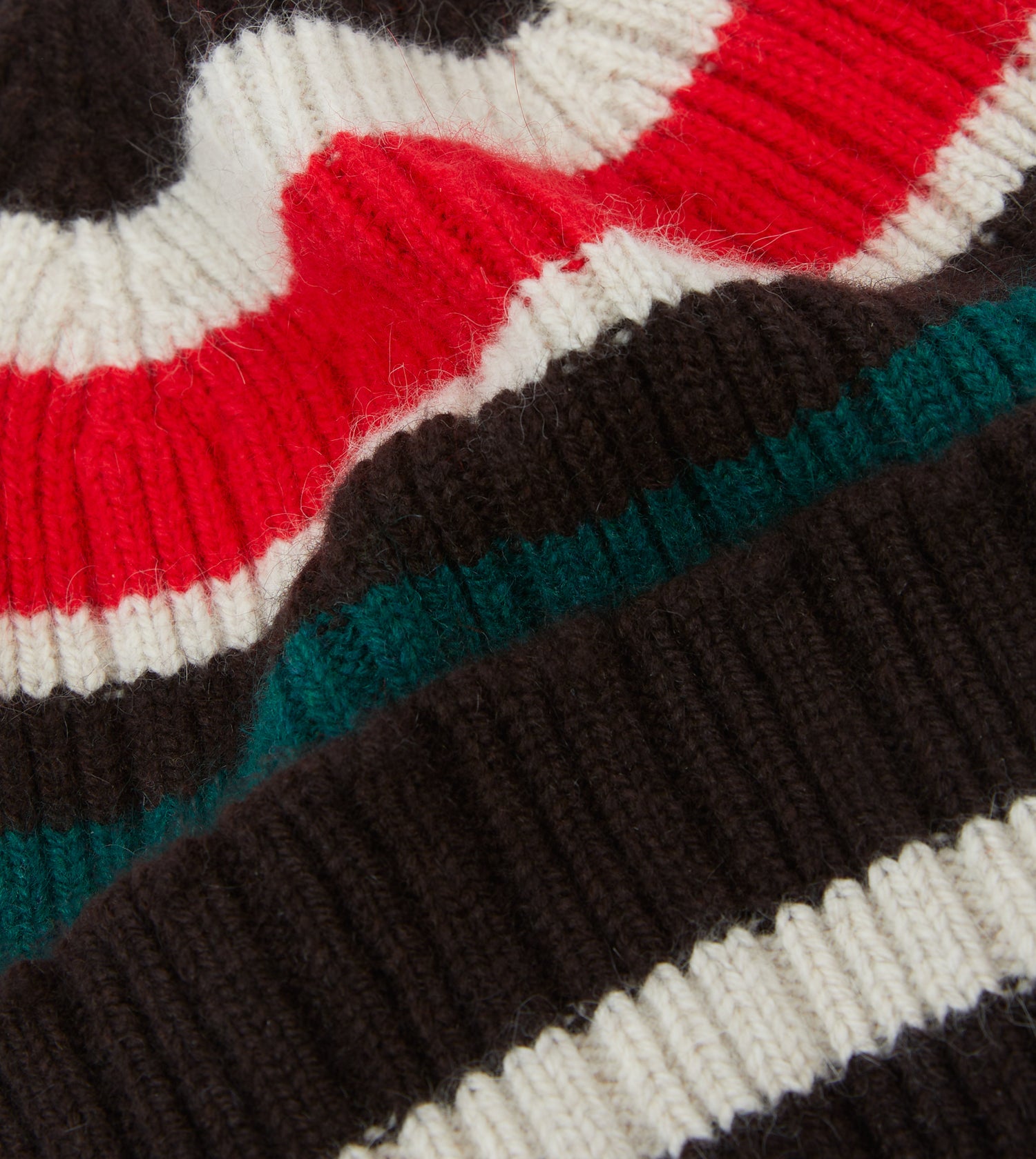 Brown, Ecru and Red Multi Stripe Geelongora Ribbed Knit Cap