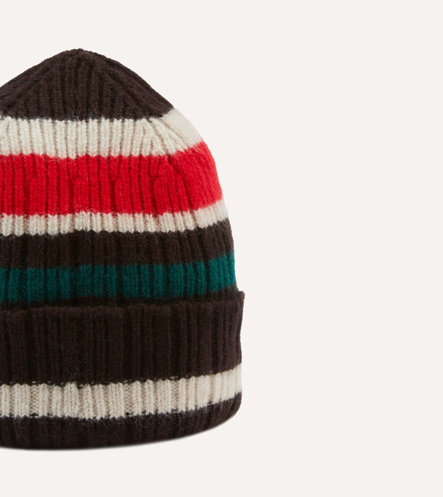 Brown, Ecru and Red Multi Stripe Geelongora Ribbed Knit Cap