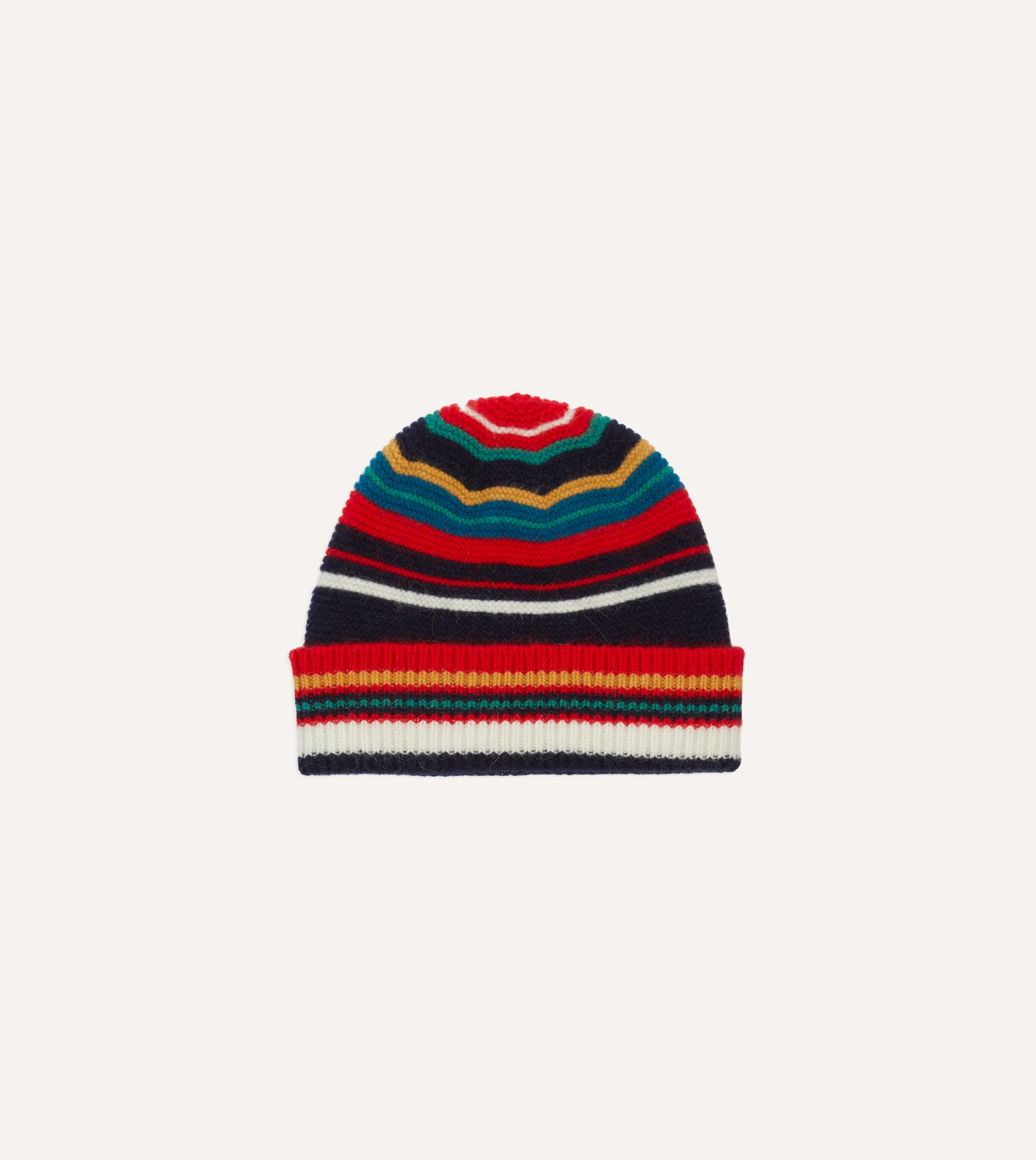 Red and Blue Multi Stripe Geelongora Purl Stitch Knit Cap