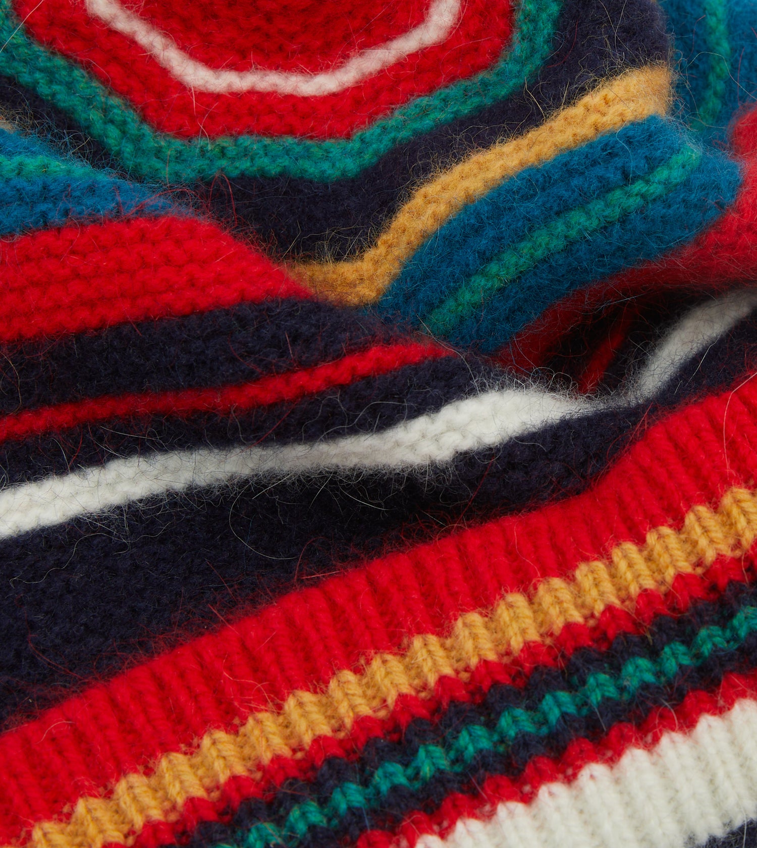 Red and Blue Multi Stripe Geelongora Purl Stitch Knit Cap
