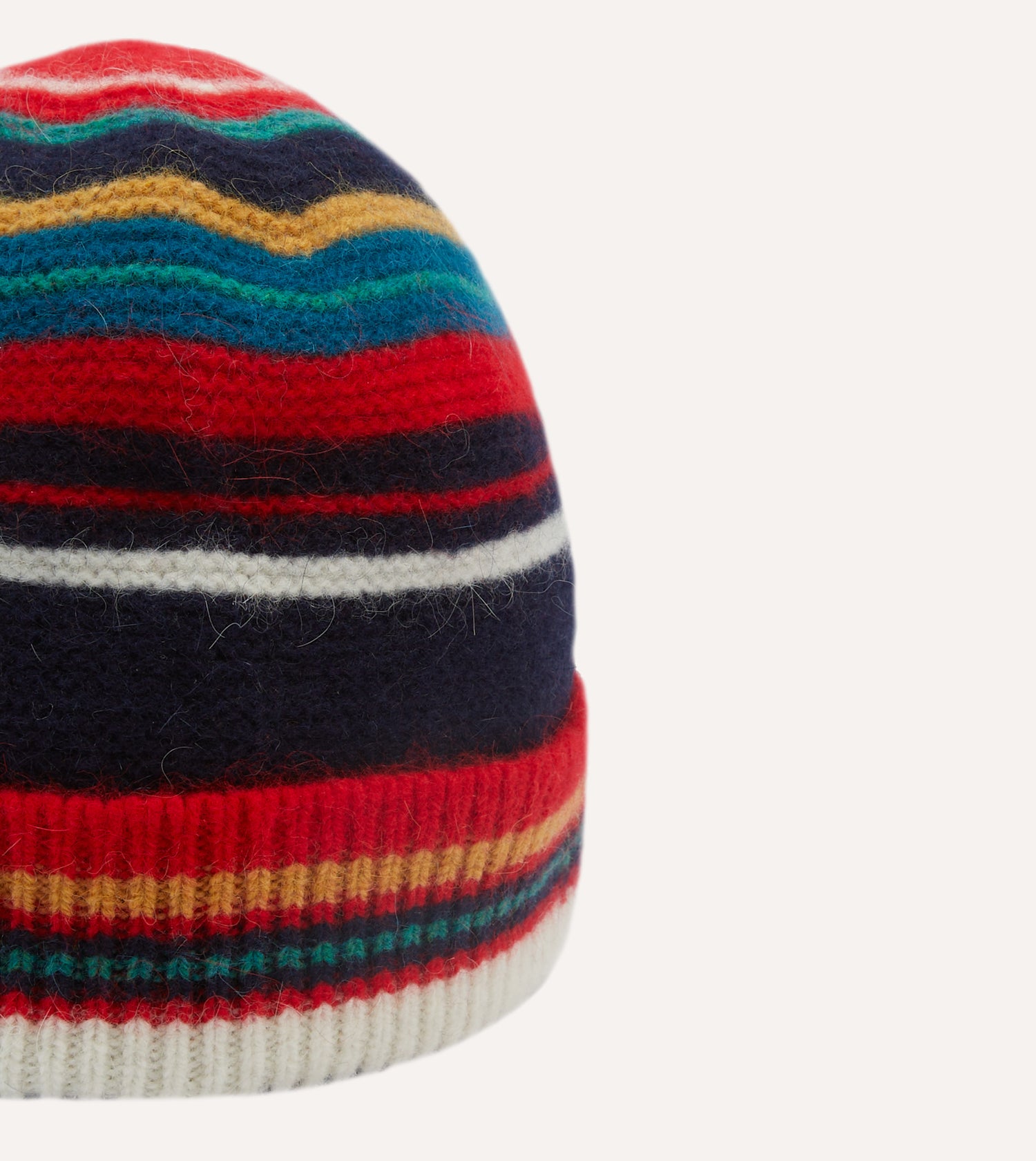 Red and Blue Multi Stripe Geelongora Purl Stitch Knit Cap