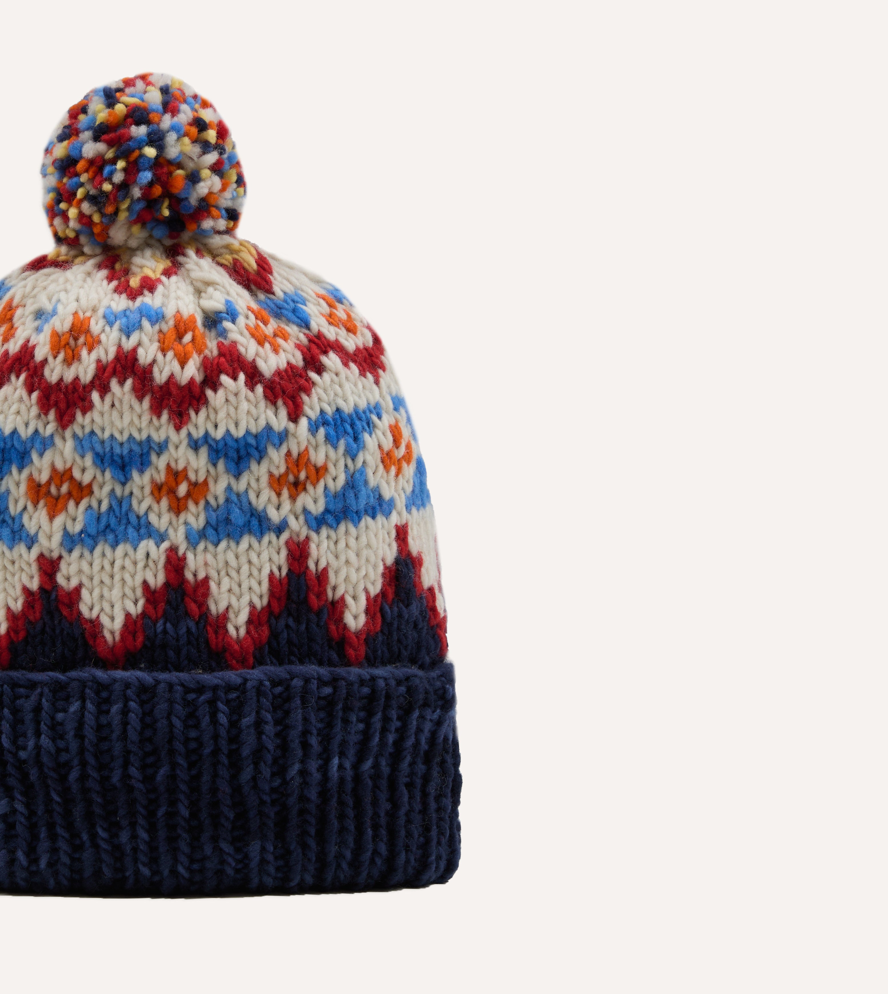 Chamula Navy Fairisle Merino Knit Cap
