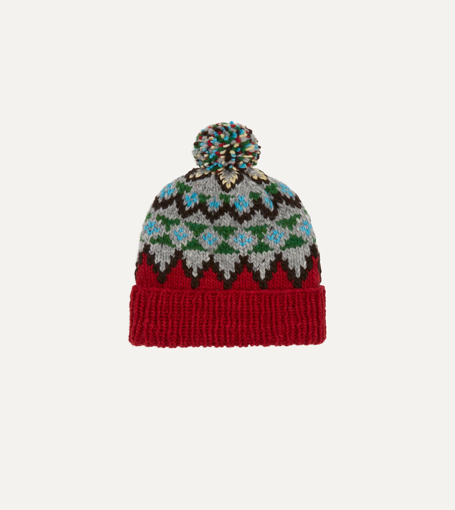 Chamula Red Fairisle Merino Knit Cap